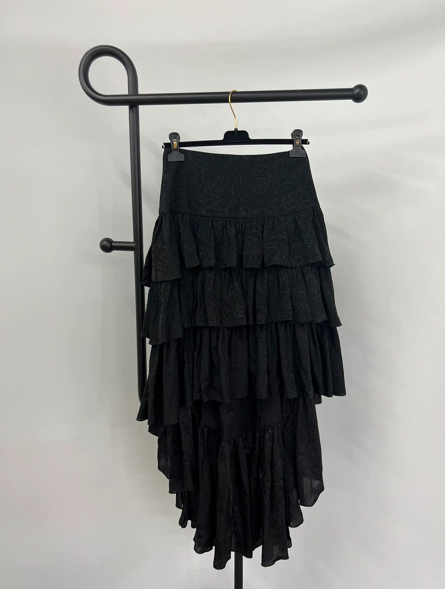 Chanel Chanel Black Silk CC Tiered Skirt Size 28" / US 6 / IT 42 - 2 Thumbnail