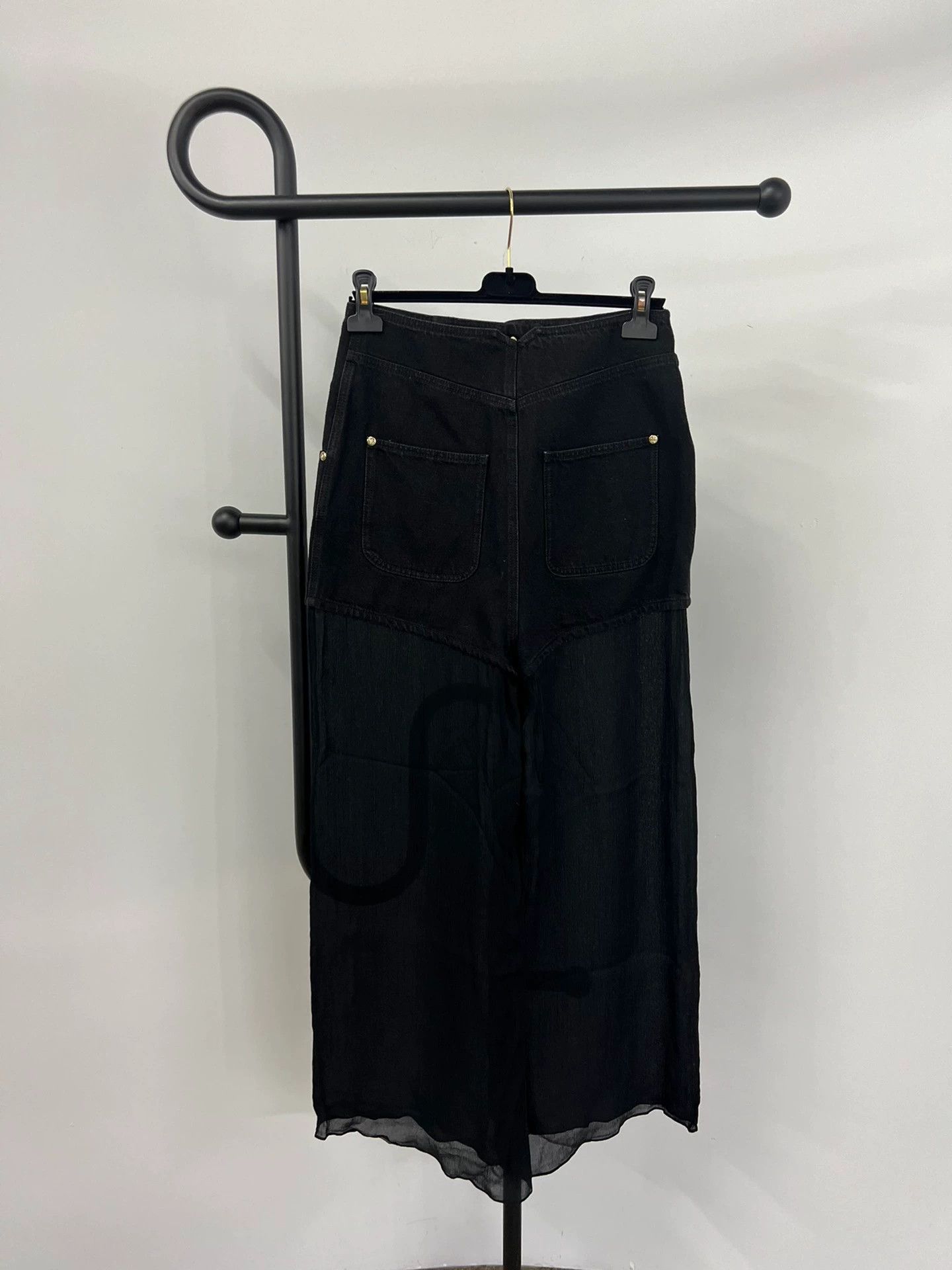 Chanel Chanel Black Denim Silk Wide-Leg Pants Size 28" / US 6 / IT 42 - 3 Thumbnail