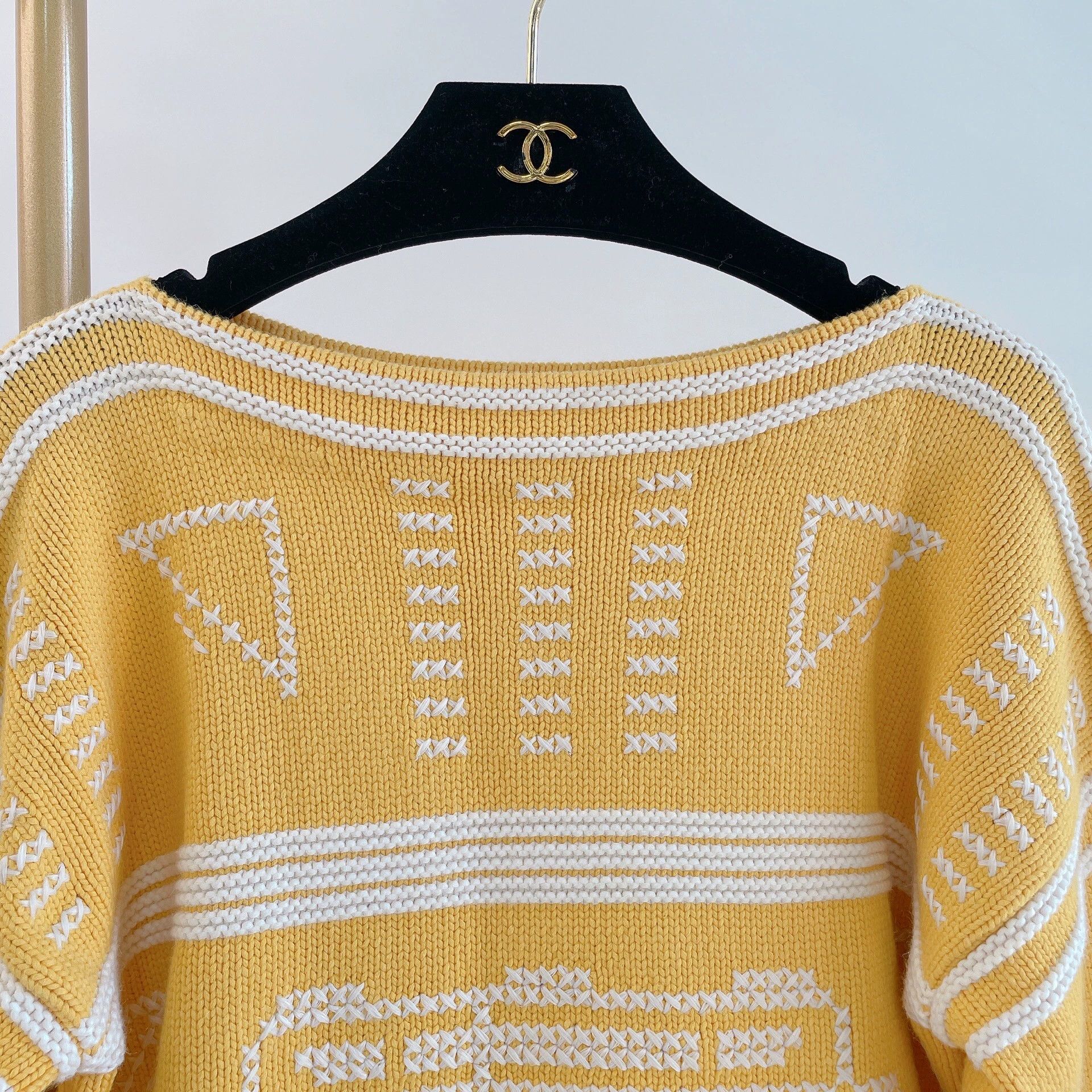 Hermes Hermes Yellow White Knit Top Size M / US 6-8 / IT 42-44 - 4 Thumbnail