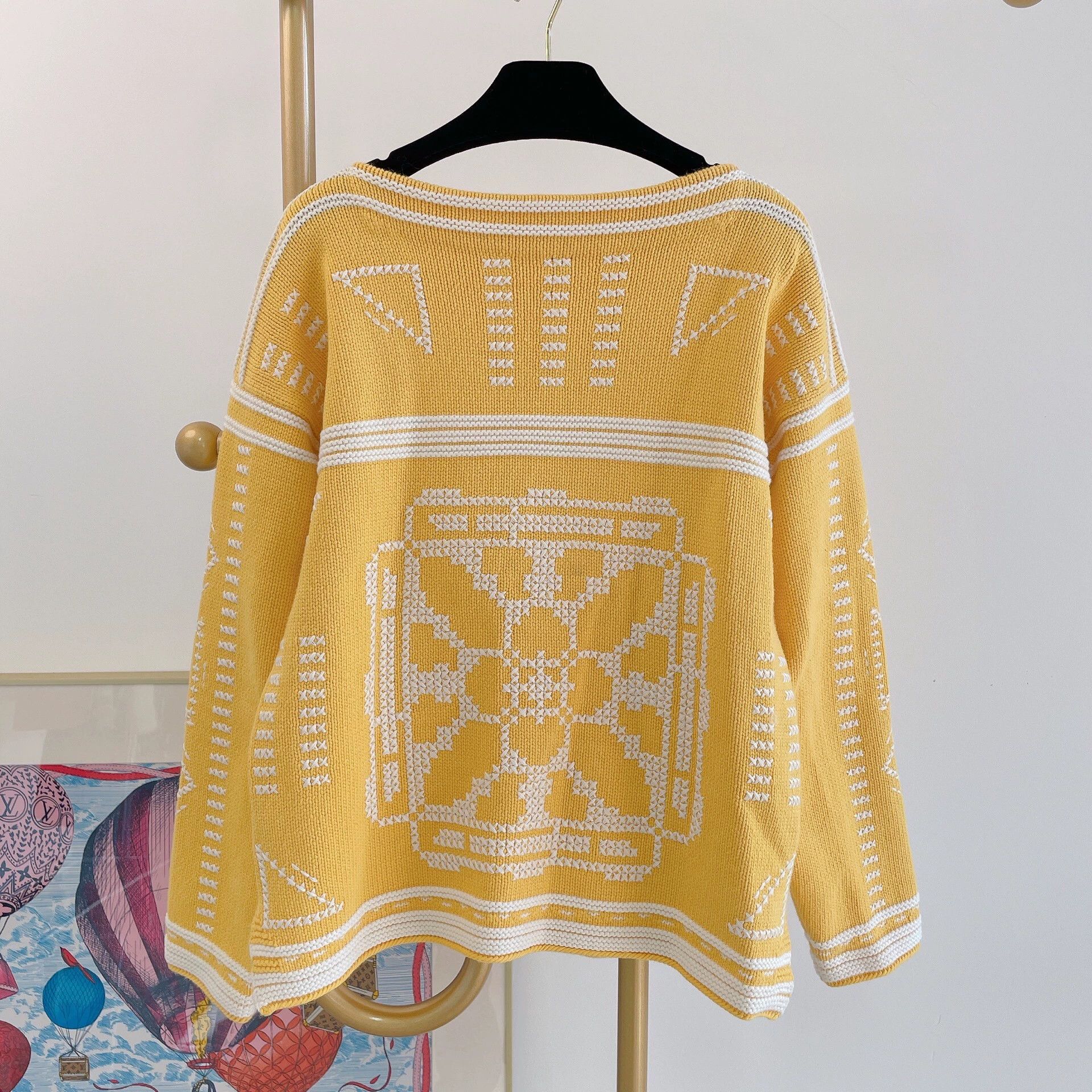 Hermes Hermes Yellow White Knit Top Size M / US 6-8 / IT 42-44 - 2 Thumbnail