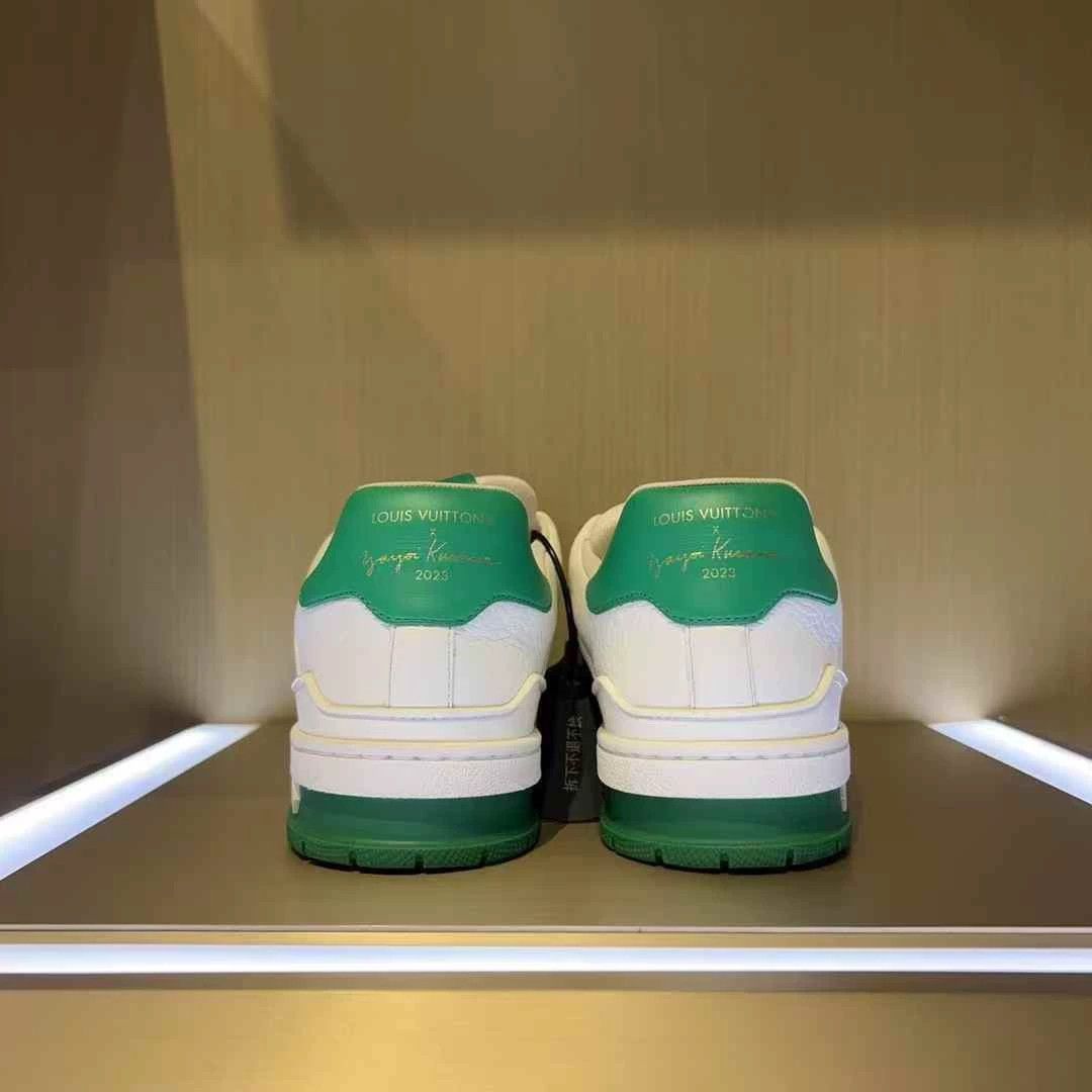 Louis Vuitton LV Trainer White Green Polka Dot 41 Size US 8 / EU 41 - 3 Thumbnail