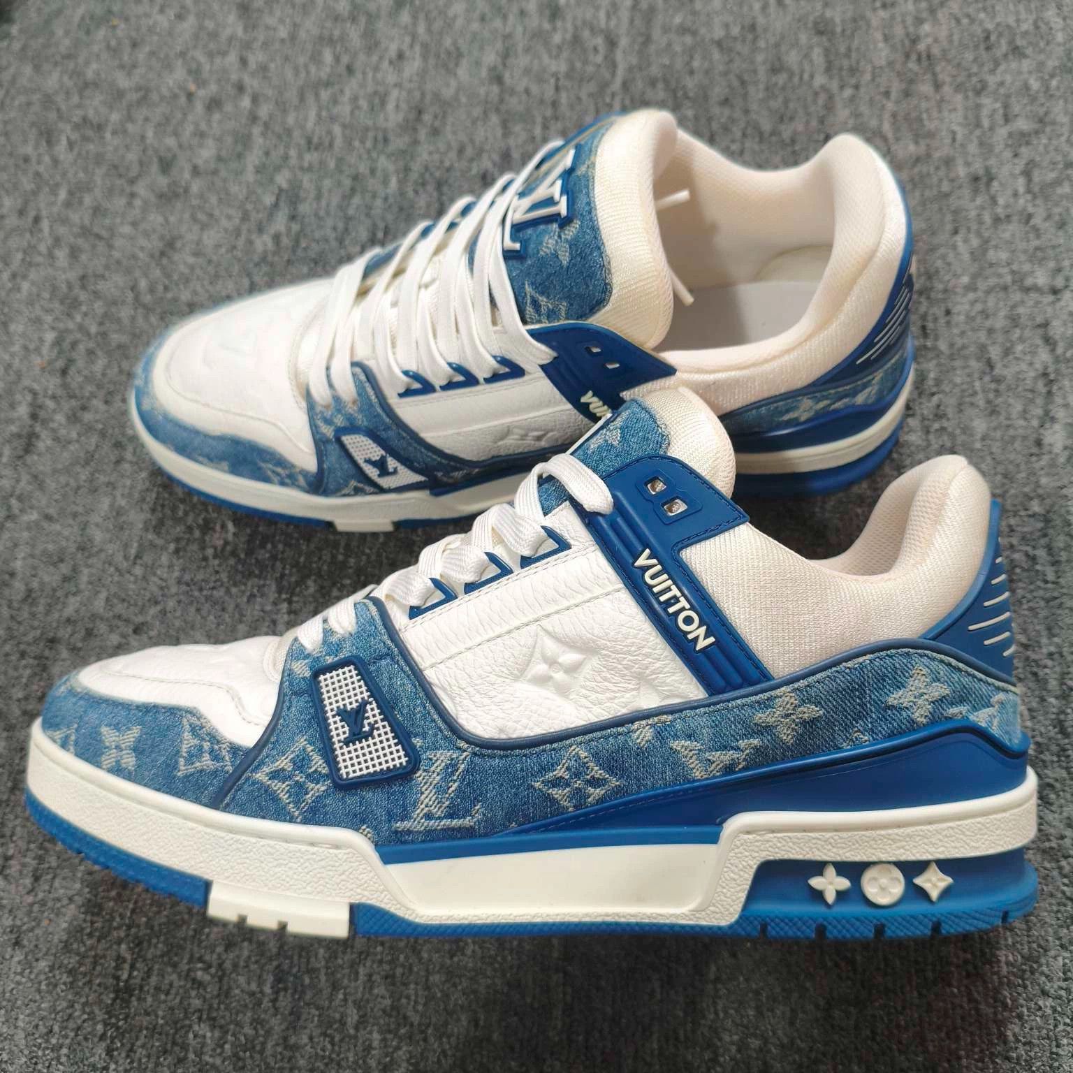 Louis Vuitton LV Trainer Blue White Denim Size 42 Size US 9 / EU 42 - 3 Thumbnail