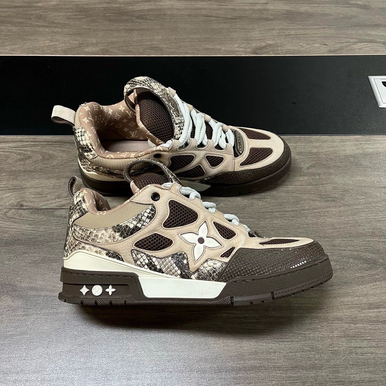 Louis Vuitton LV Skate Brown Snake Print Sneakers Size US 10.5 / EU 43-44 - 4 Thumbnail