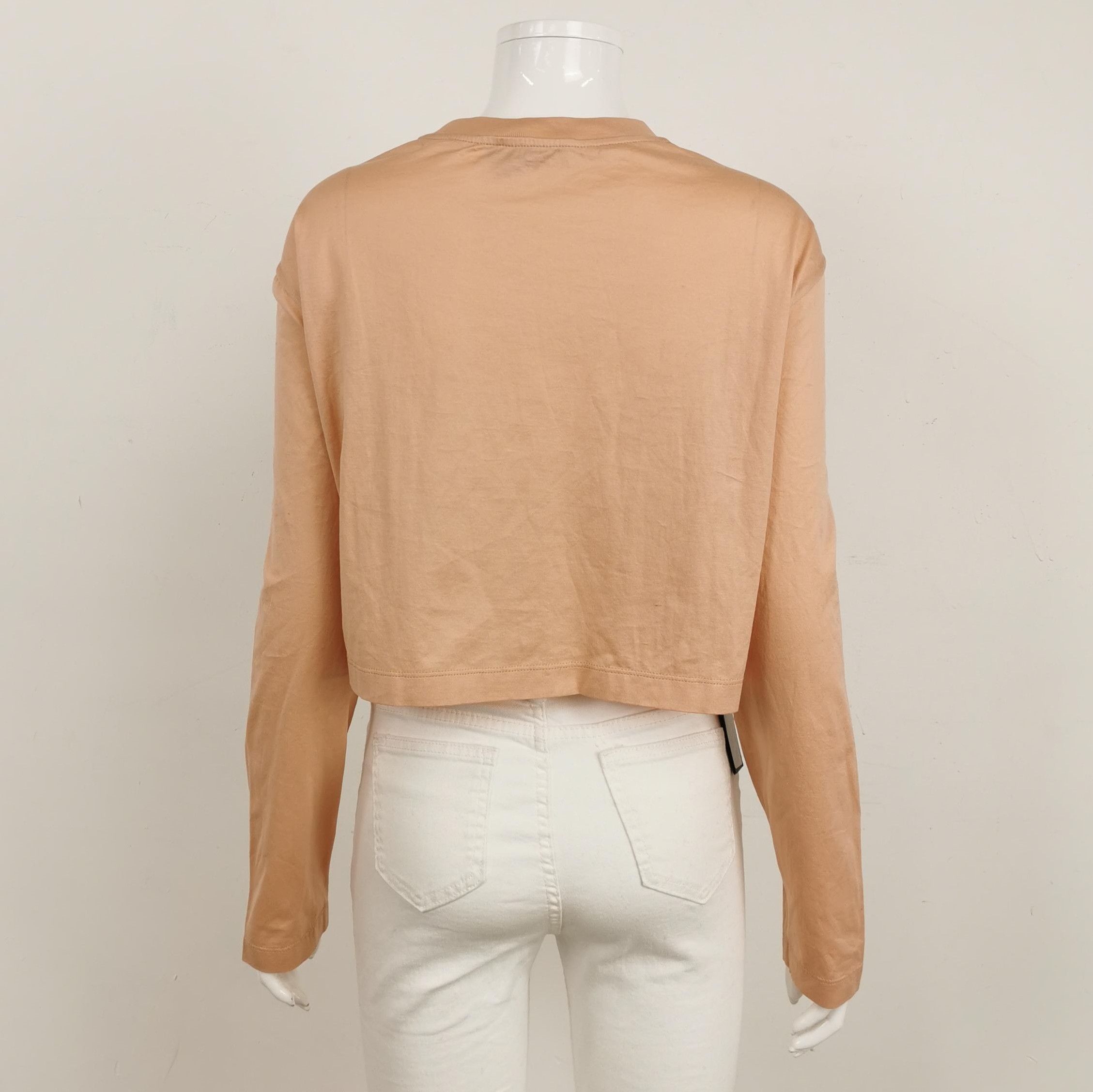 Prada Prada Cropped Long Sleeve T-Shirt in Beige 0089 Size M / US 6-8 / IT 42-44 - 2 Thumbnail