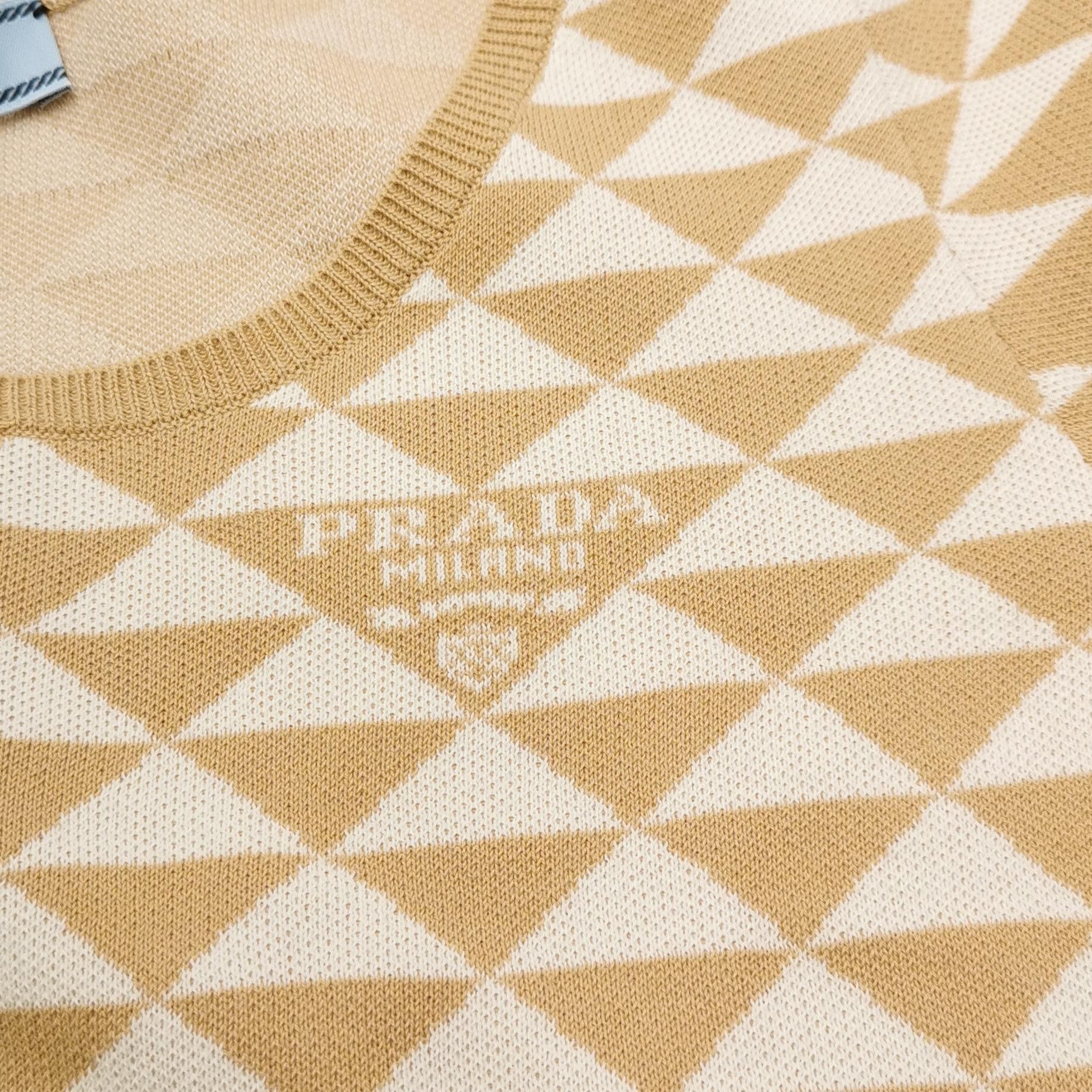 Prada Prada Color Block Knit Top in Beige 0089 Size XS / US 0-2 / IT 36-38 - 3 Thumbnail