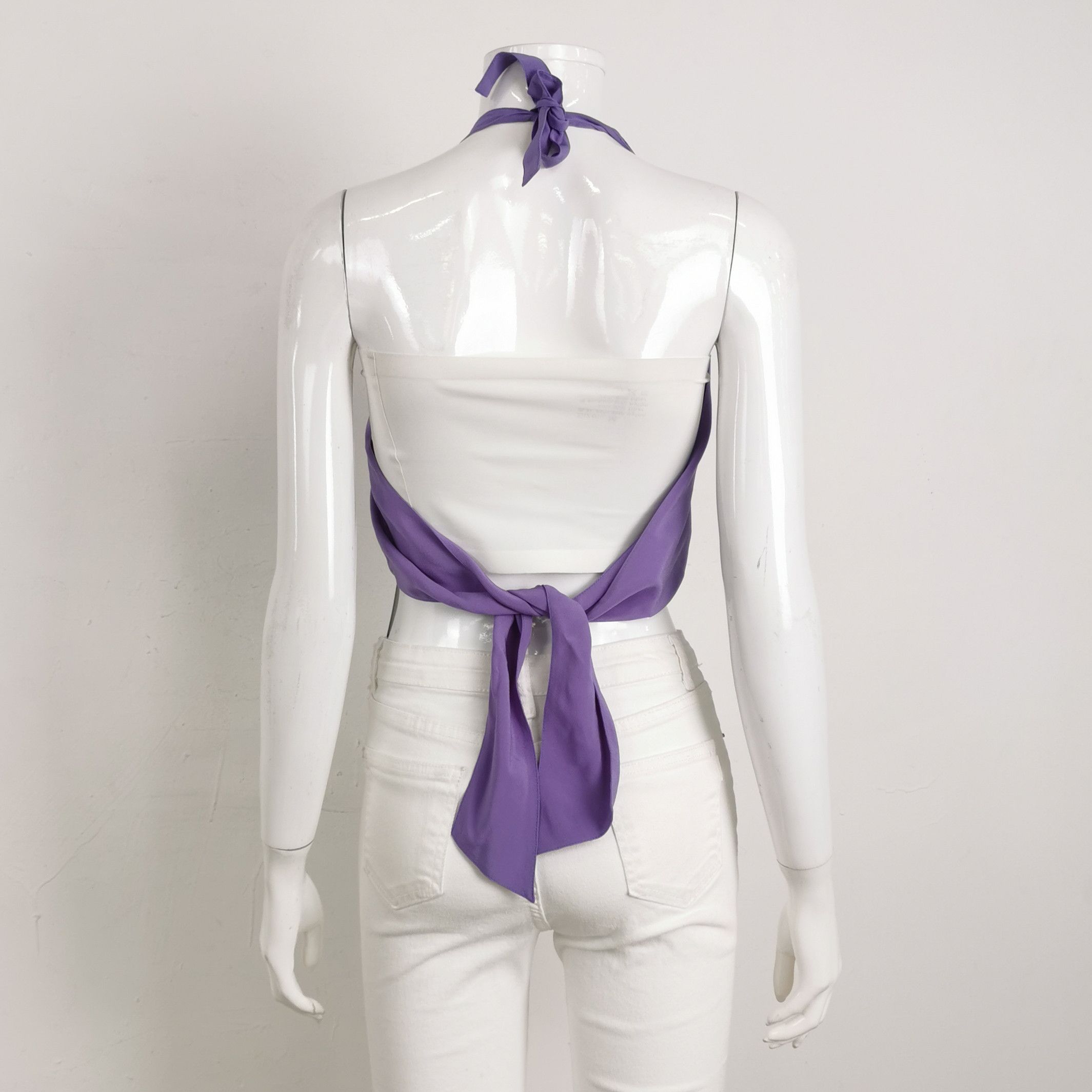 Prada Prada Solid Color Silk Top with Triangle Logo 0089 Size M / US 6-8 / IT 42-44 - 2 Thumbnail