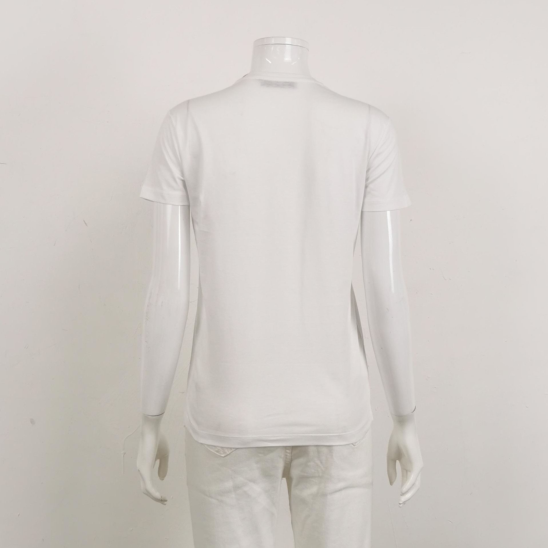 Prada Prada Classic Cotton Crew Neck T-Shirt in White 0089 Size S / US 4 / IT 40 - 2 Thumbnail