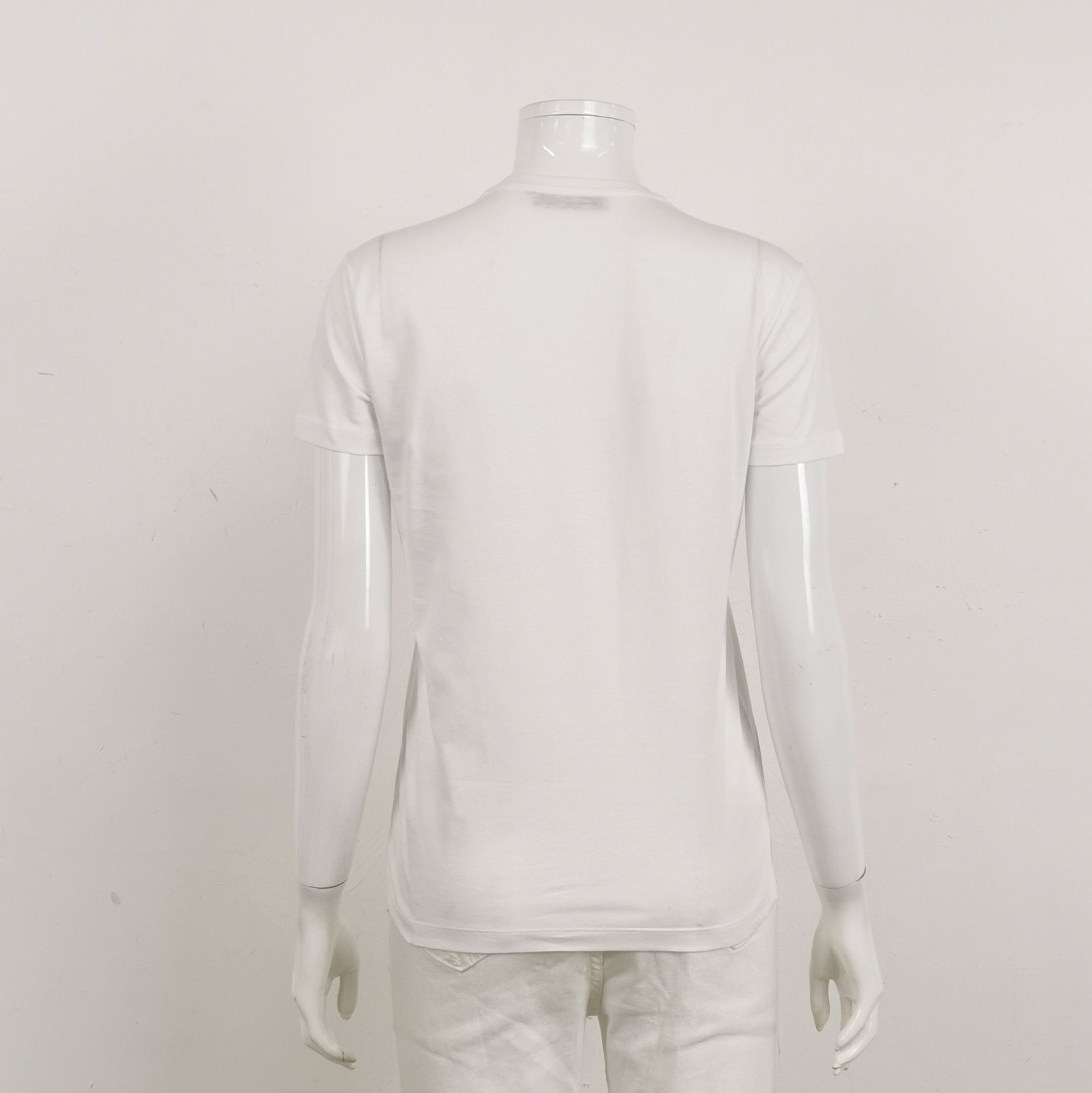 Prada Prada Classic White Cotton Crew Neck T-Shirt 0089 Size S / US 4 / IT 40 - 2 Thumbnail