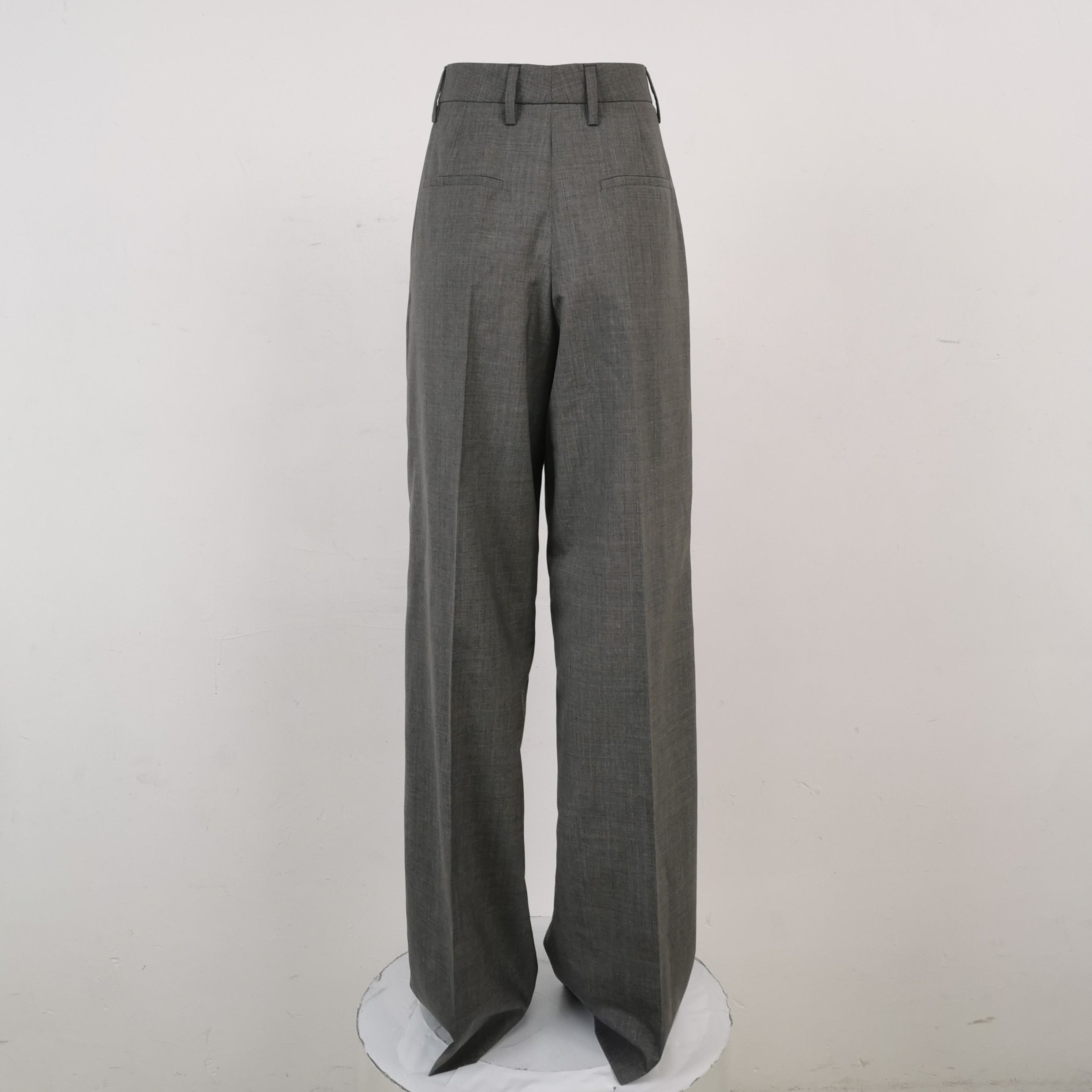 Prada Prada Gray Wool Wide-Leg Trousers Size 38 0089 Size 38" / US 16 / IT 52 - 2 Thumbnail