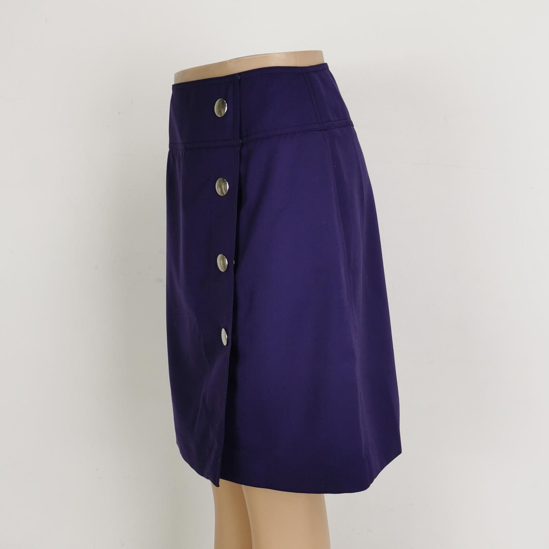Prada Prada Purple Wool Skirt with Button Detail 0089 Size 38" / US 16 / IT 52 - 2 Thumbnail