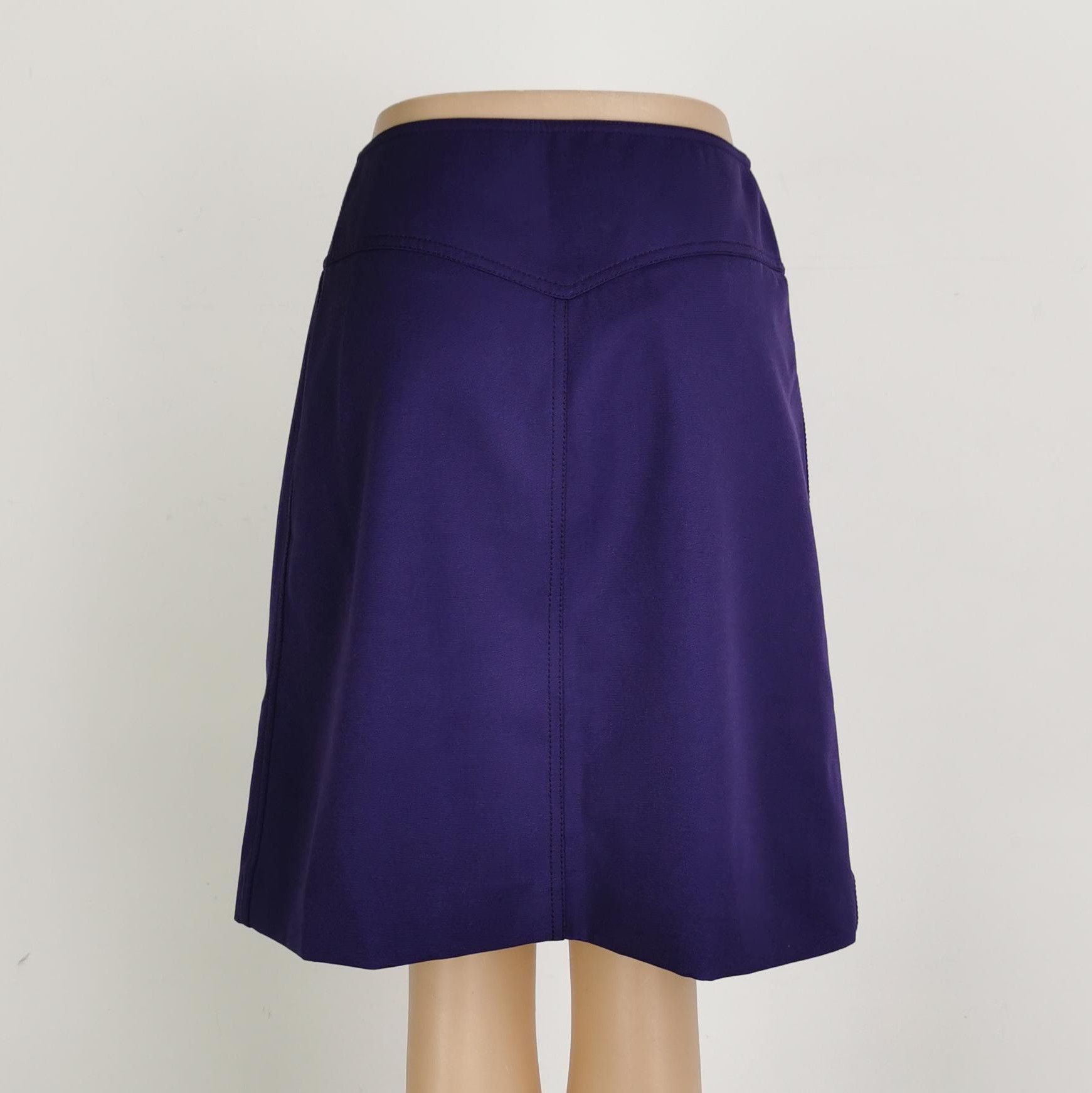 Prada Prada Purple Wool Skirt with Button Detail 0089 Size 38" / US 16 / IT 52 - 3 Thumbnail