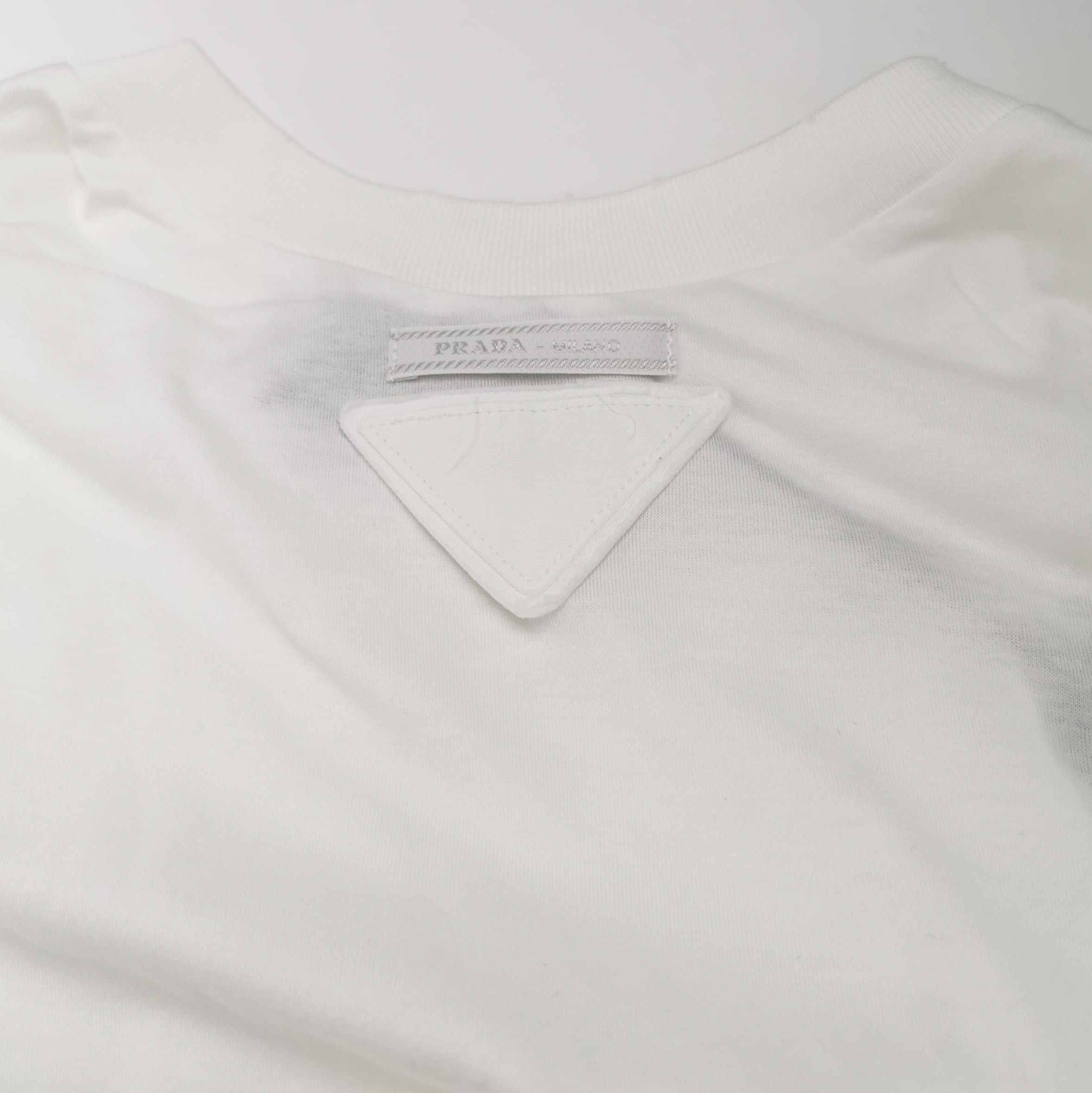 Prada Prada Cotton Logo Round Neck Short Sleeve T-shirt 0089 Size M / US 6-8 / IT 42-44 - 3 Thumbnail