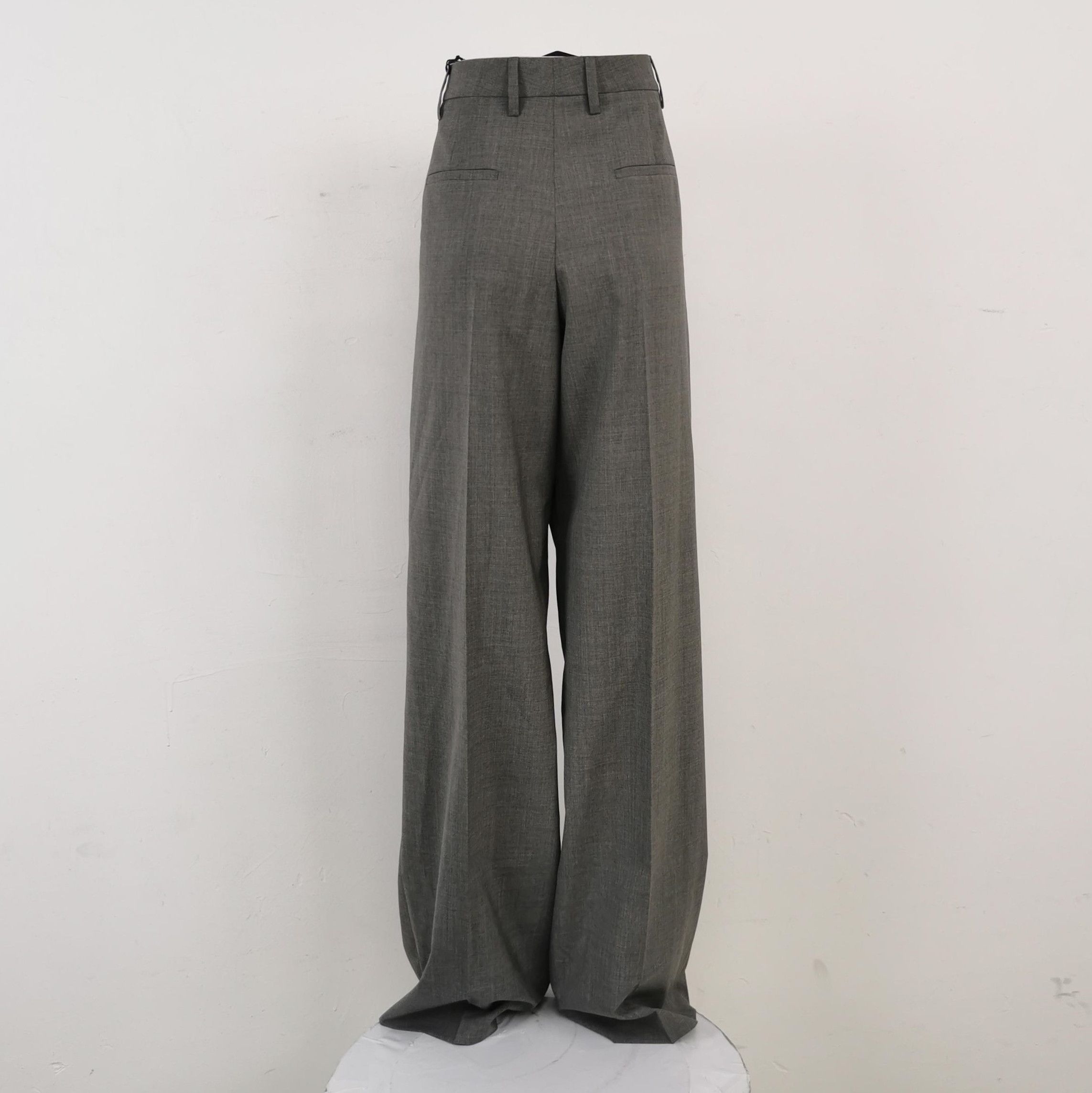 Prada Prada Grey Wool Wide-Leg Trousers Size 42 0089 Size 42" / US 20 - 2 Thumbnail