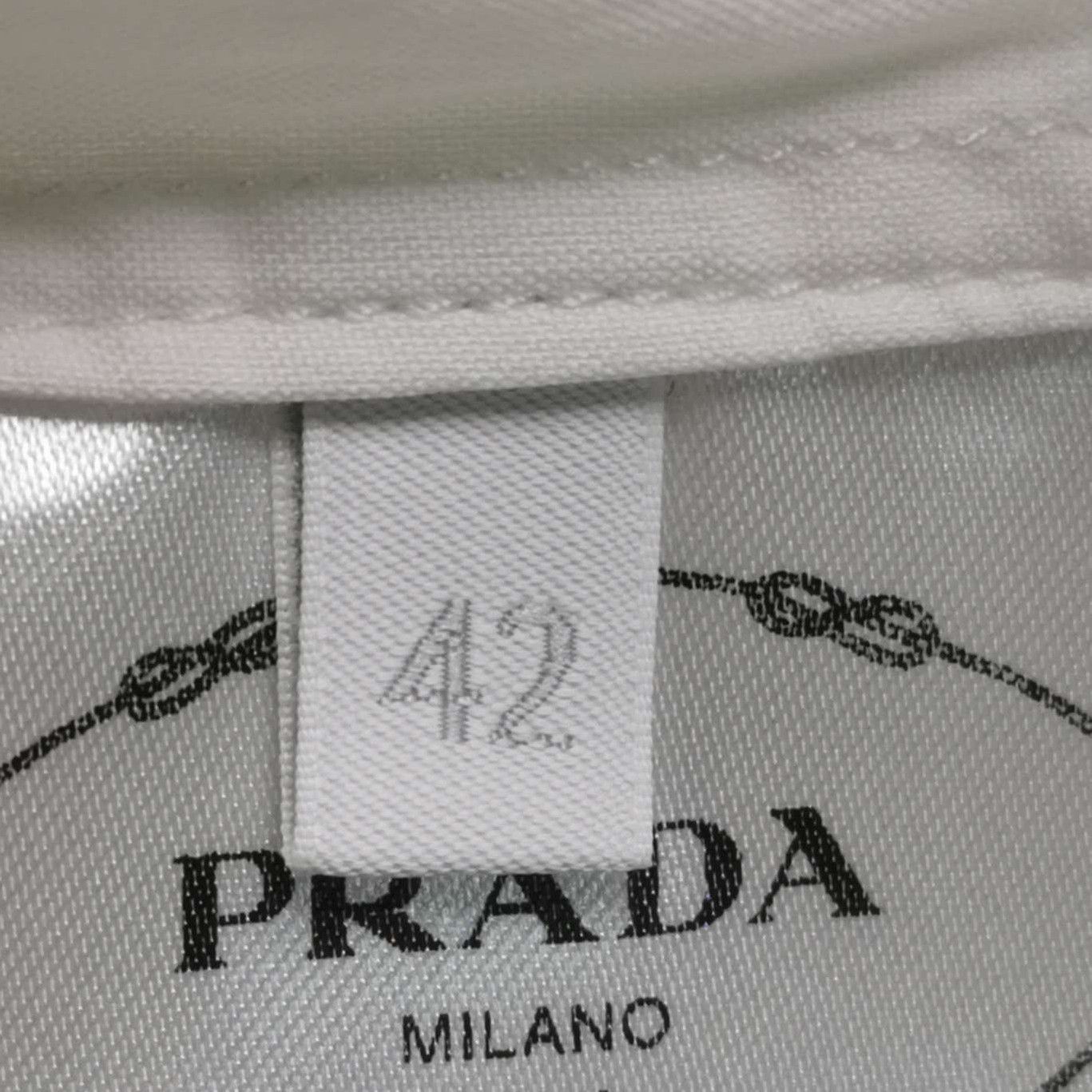 Prada Prada White Cotton Button-Up Shirt for Women 0089 Size L / US 10 / IT 46 - 5 Thumbnail