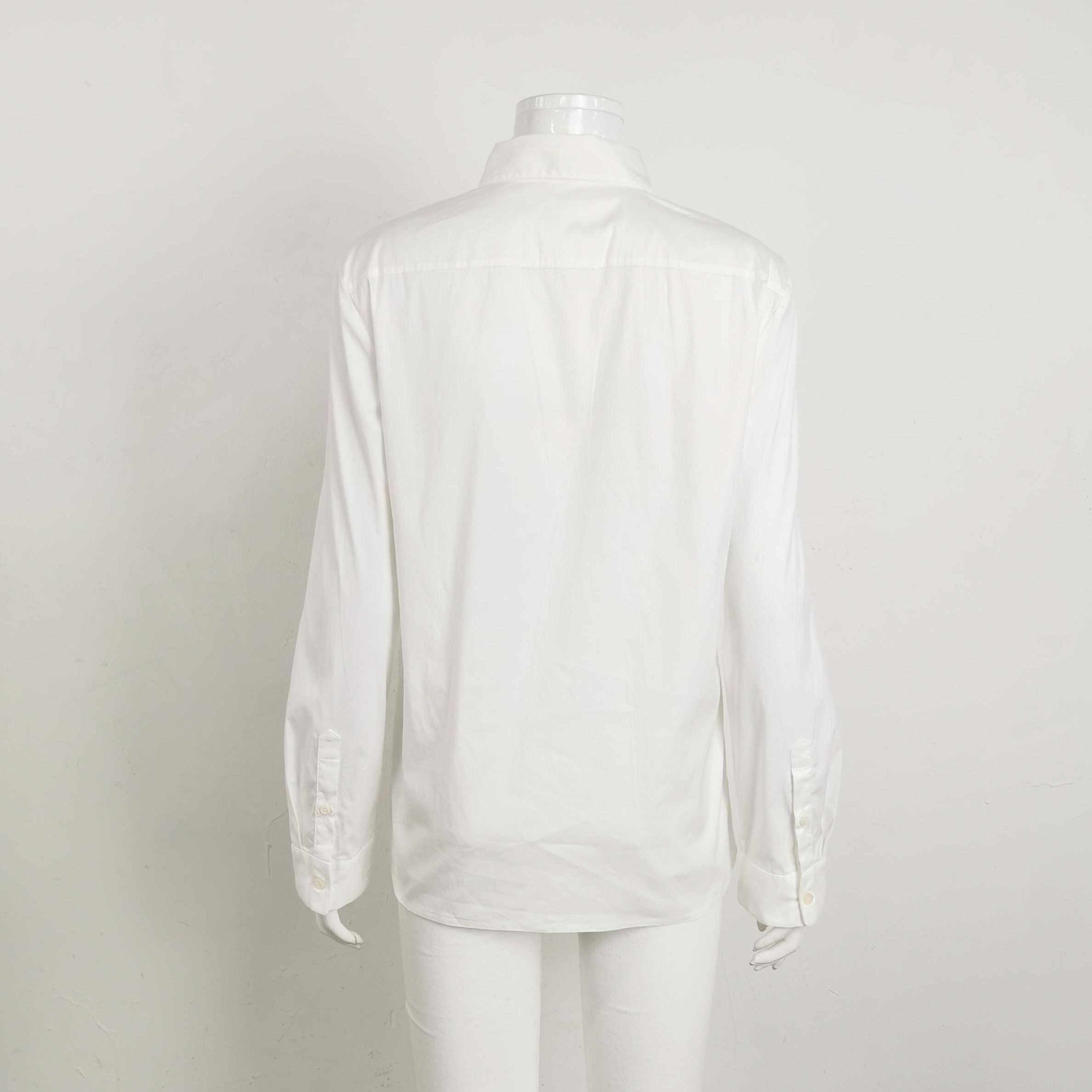 Prada Prada White Cotton Button-Up Shirt for Women 0089 Size L / US 10 / IT 46 - 2 Thumbnail