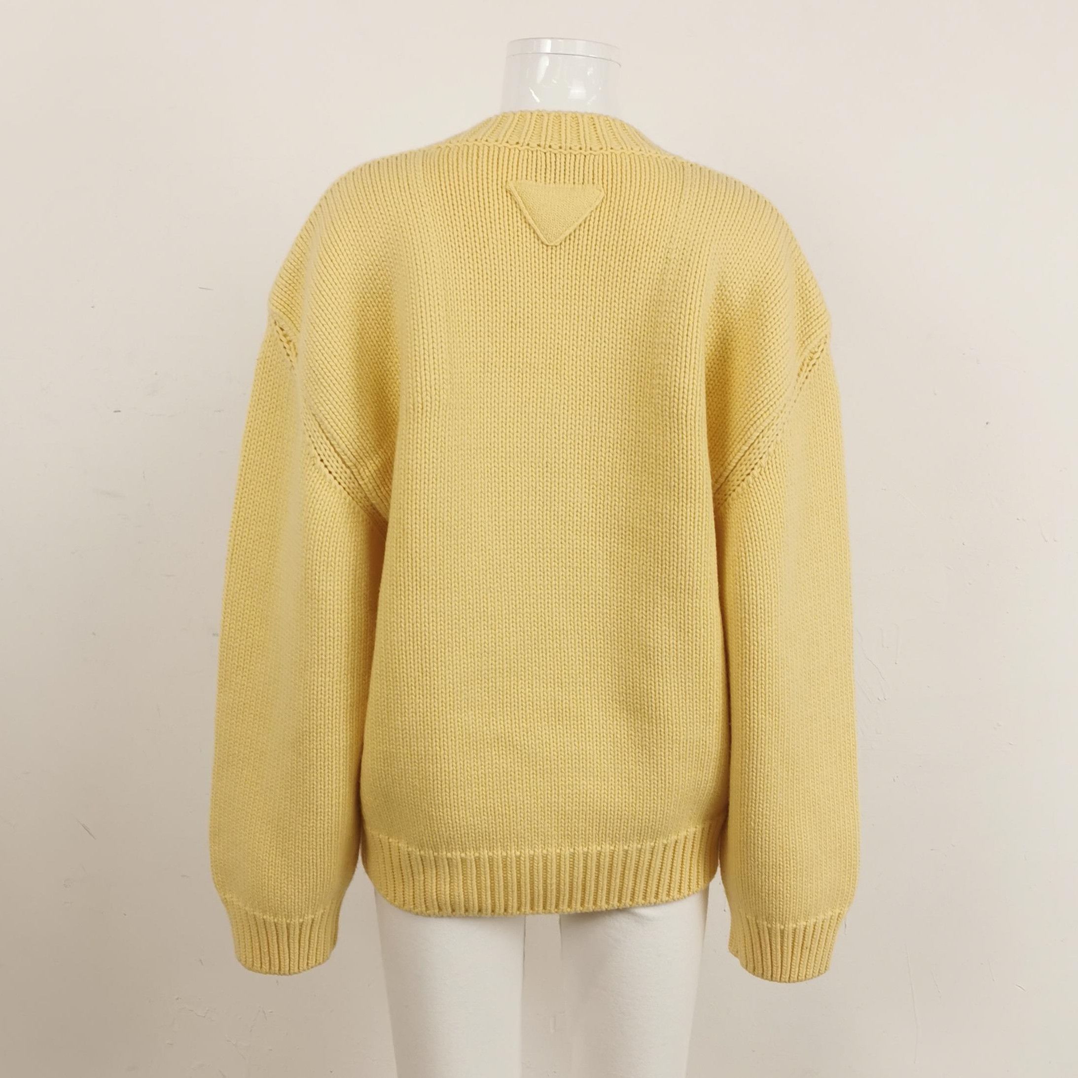 Prada Prada Yellow V-Neck Long Sleeve Sweater 0089 Size S / US 4 / IT 40 - 2 Thumbnail