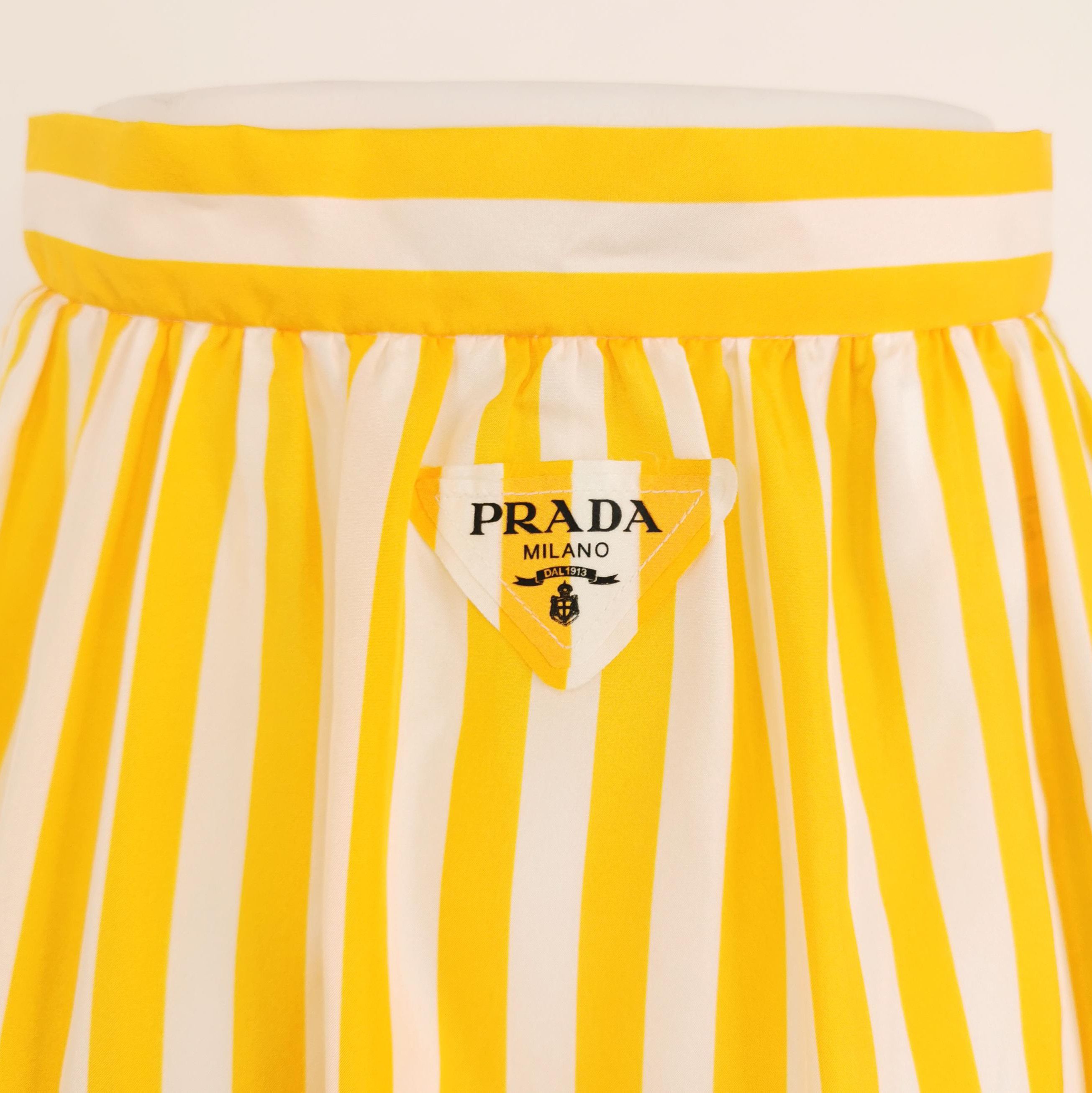 Prada Prada Striped Silk Midi Skirt with Logo 0089 Size 36" / US 14 / IT 50 - 3 Thumbnail
