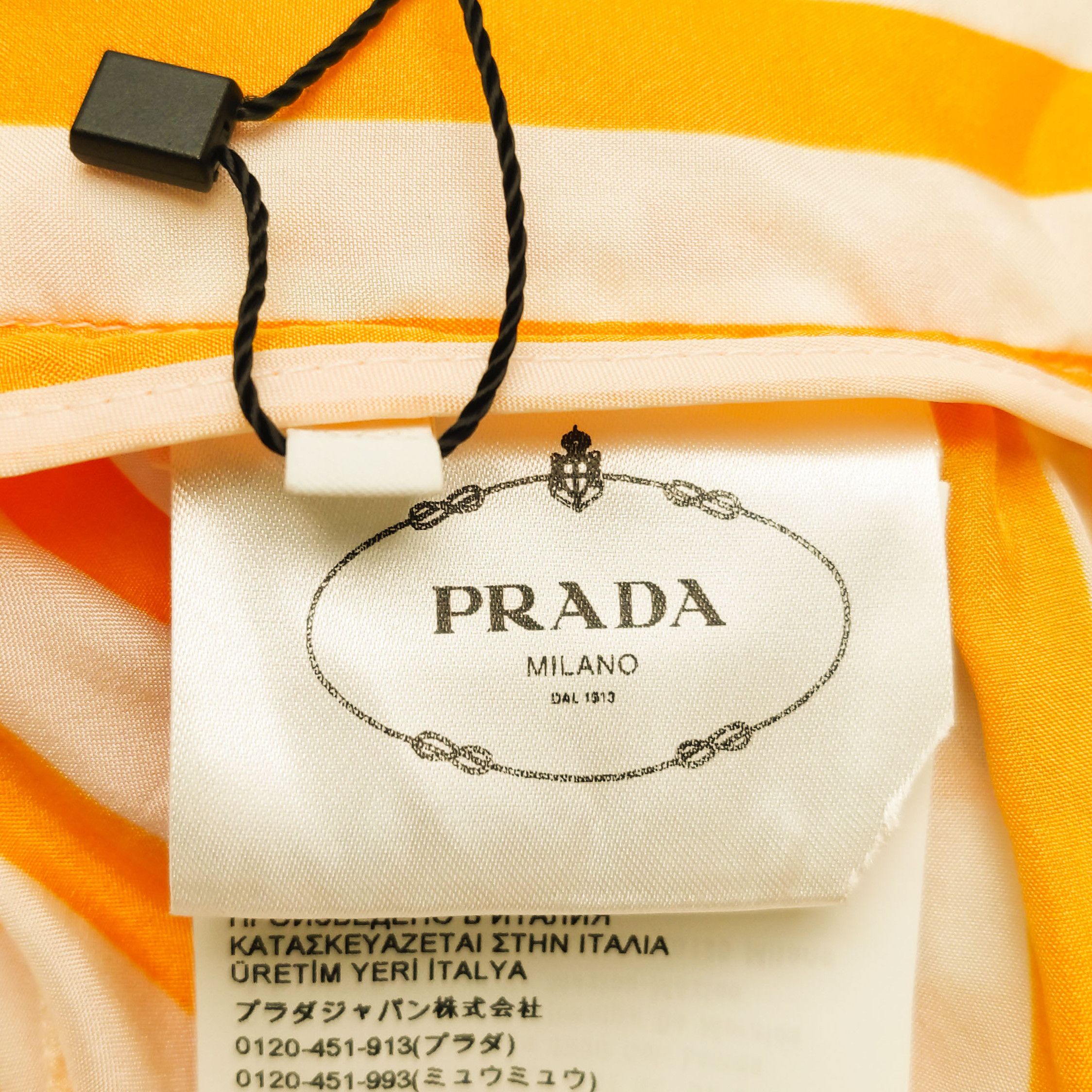 Prada Prada Striped Silk Midi Skirt with Logo 0089 Size 36" / US 14 / IT 50 - 10 Thumbnail