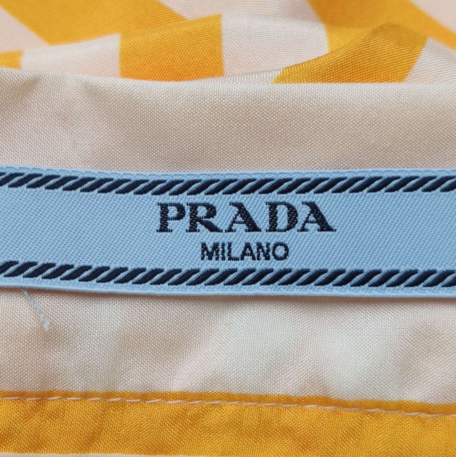 Prada Prada Striped Silk Midi Skirt with Logo 0089 Size 36" / US 14 / IT 50 - 5 Thumbnail