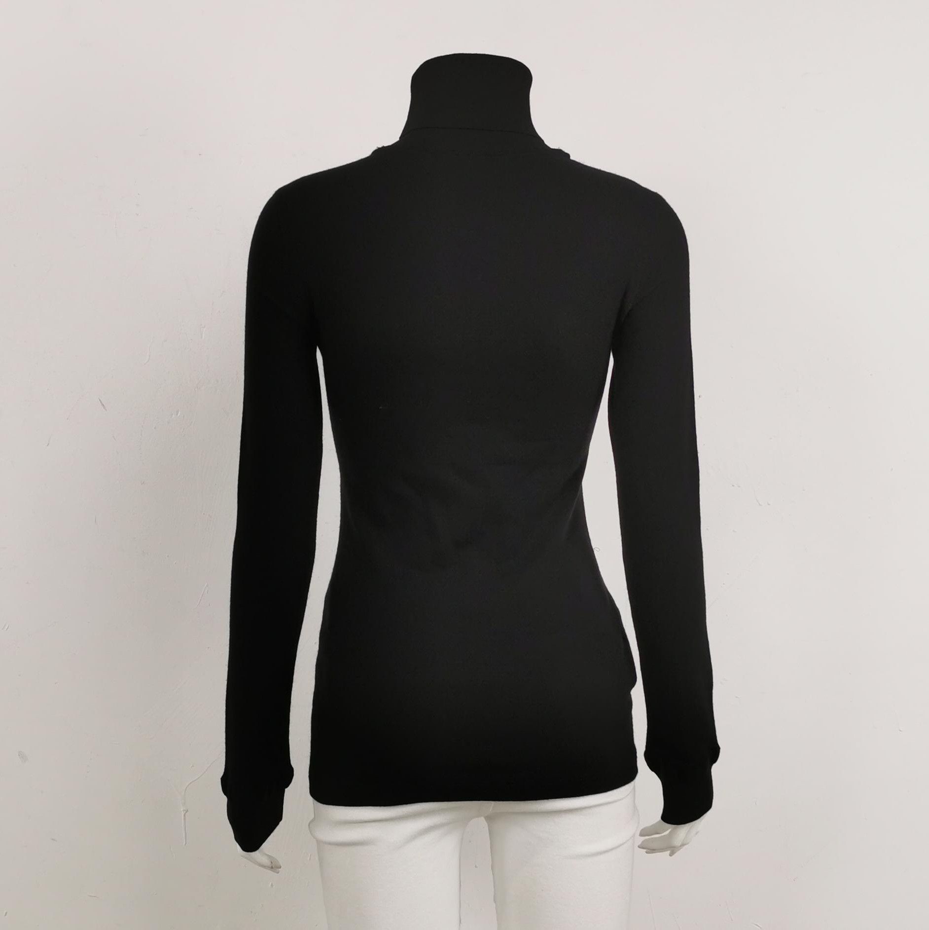 Prada Prada Wool-Cashmere Blend Black Long Sleeve Sweater 0089 Size XXS / US 00 / IT 34 - 2 Thumbnail