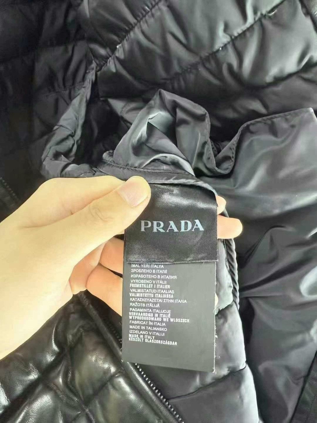 Prada prada black leather down zip jacket size 52 Size US L / EU 52-54 / 3 - 4 Thumbnail
