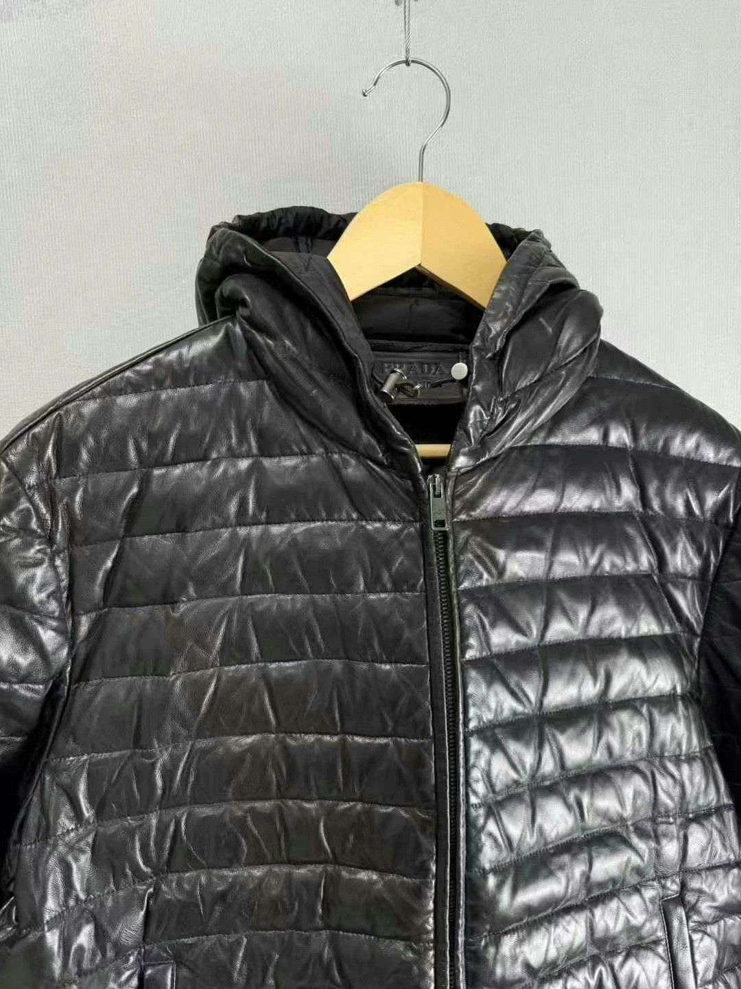 Prada prada black leather down zip jacket size 52 Size US L / EU 52-54 / 3 - 2 Thumbnail