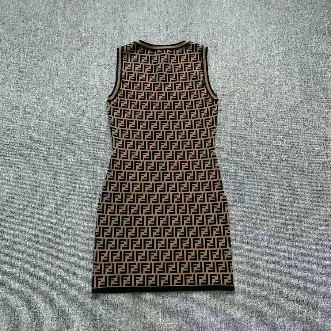 Fendi fendi double f knit dress in brown Size L / US 10 / IT 46 - 2 Thumbnail