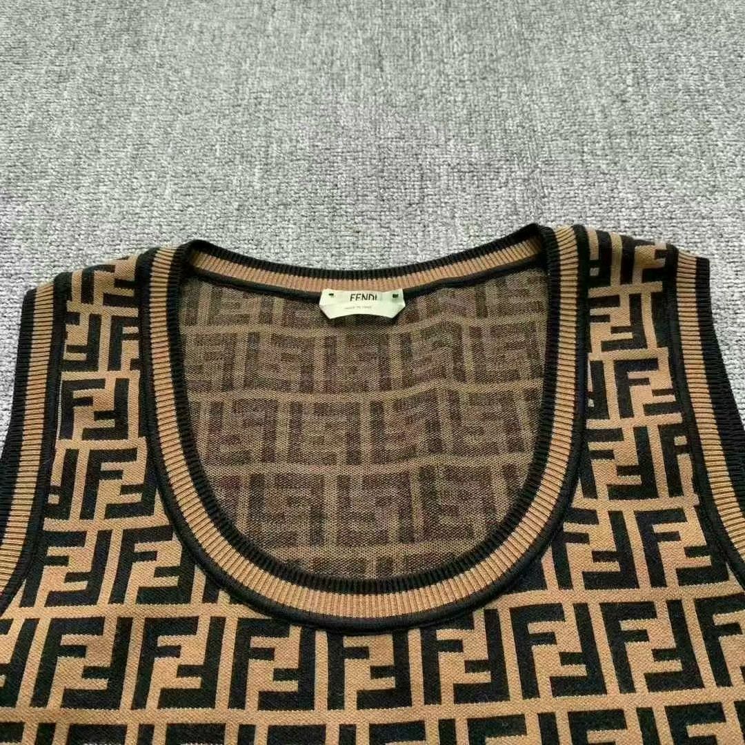 Fendi fendi double f knit dress in brown Size L / US 10 / IT 46 - 3 Thumbnail
