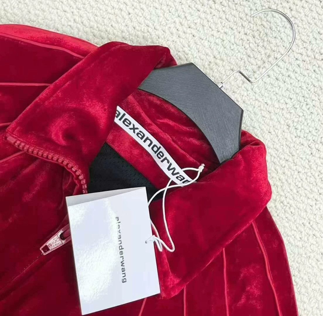 Alexander Wang alexander wang red velvet logo zip jacket Size US XXS / EU 40 - 3 Thumbnail