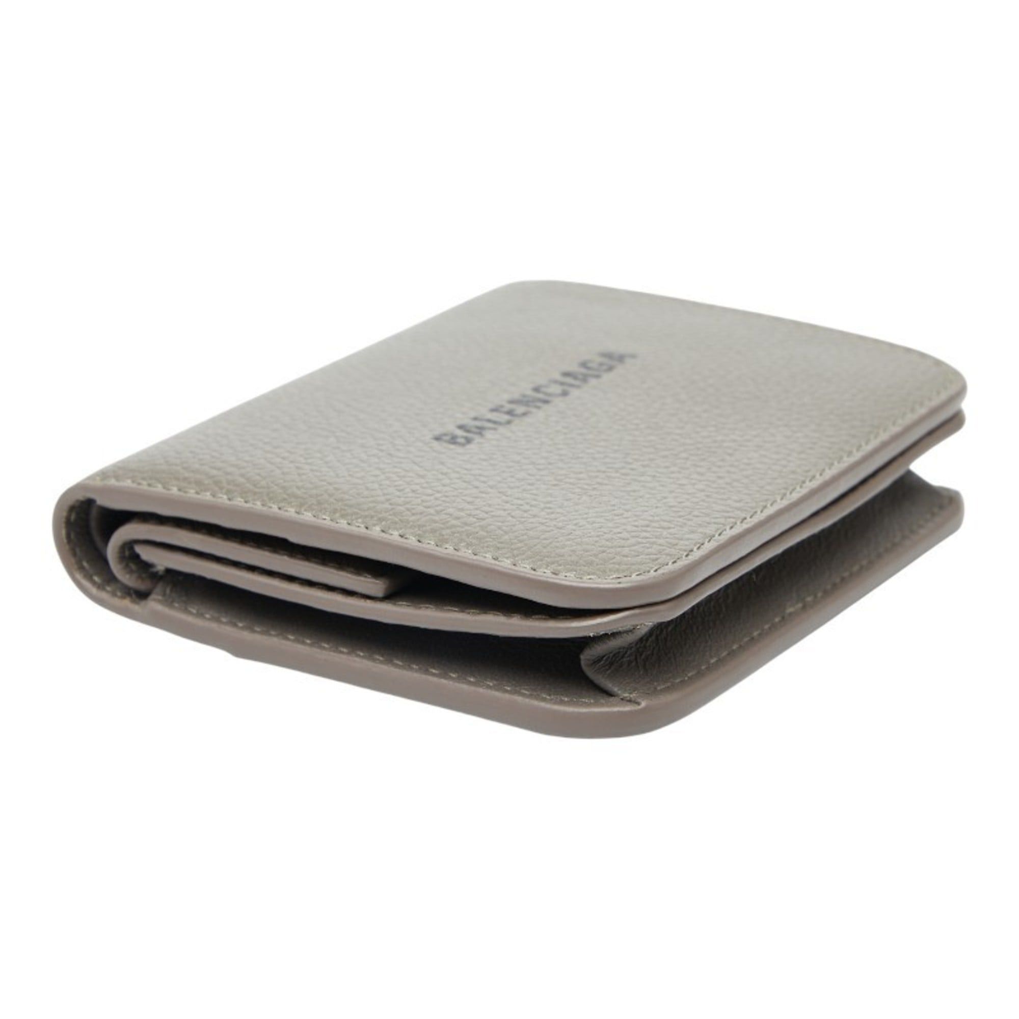 Balenciaga Balenciaga Logo Bifold Compact Wallet 594216 Gray Leather Women's BALENCIAGA Size ONE SIZE - 4 Thumbnail