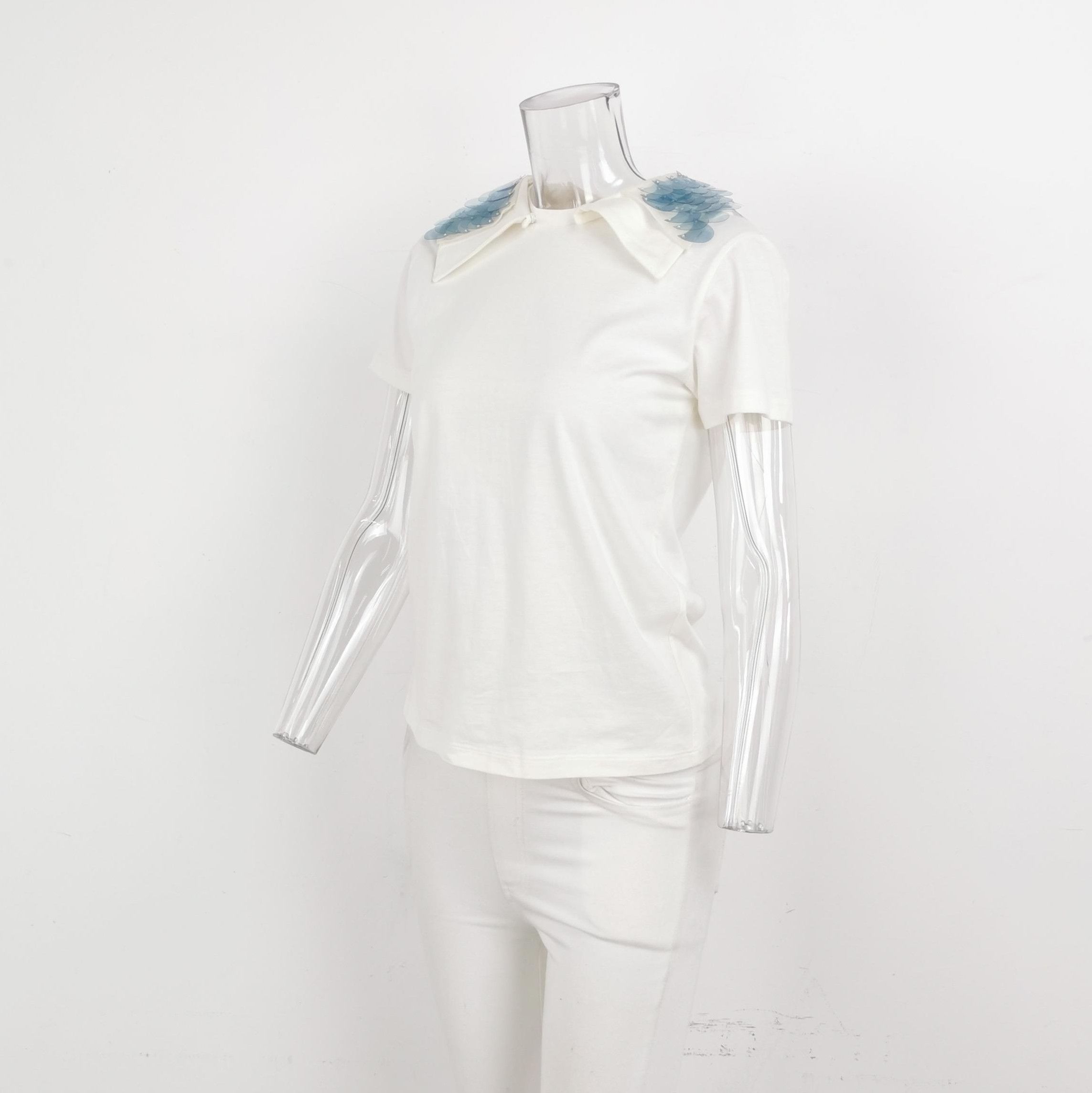 Prada Prada Cotton Short Sleeve T-Shirt with Collar 0089 Size M / US 6-8 / IT 42-44 - 2 Thumbnail