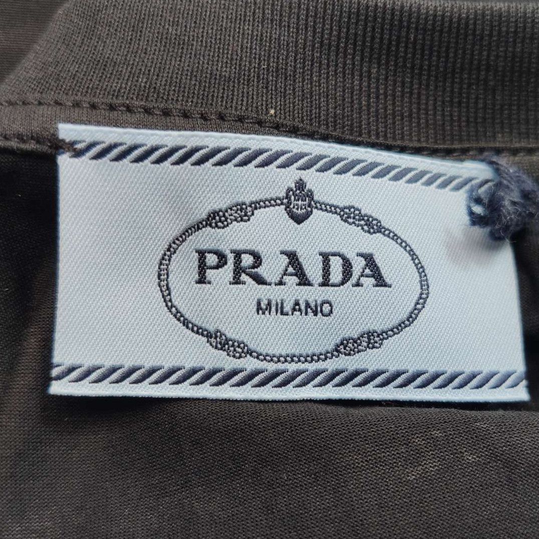 Prada Prada Black Cotton Crew Neck T-Shirt 0089 Size S / US 4 / IT 40 - 4 Thumbnail