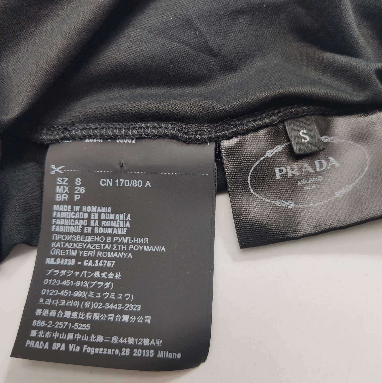 Prada Prada Black Cotton Crew Neck T-Shirt 0089 Size S / US 4 / IT 40 - 5 Thumbnail