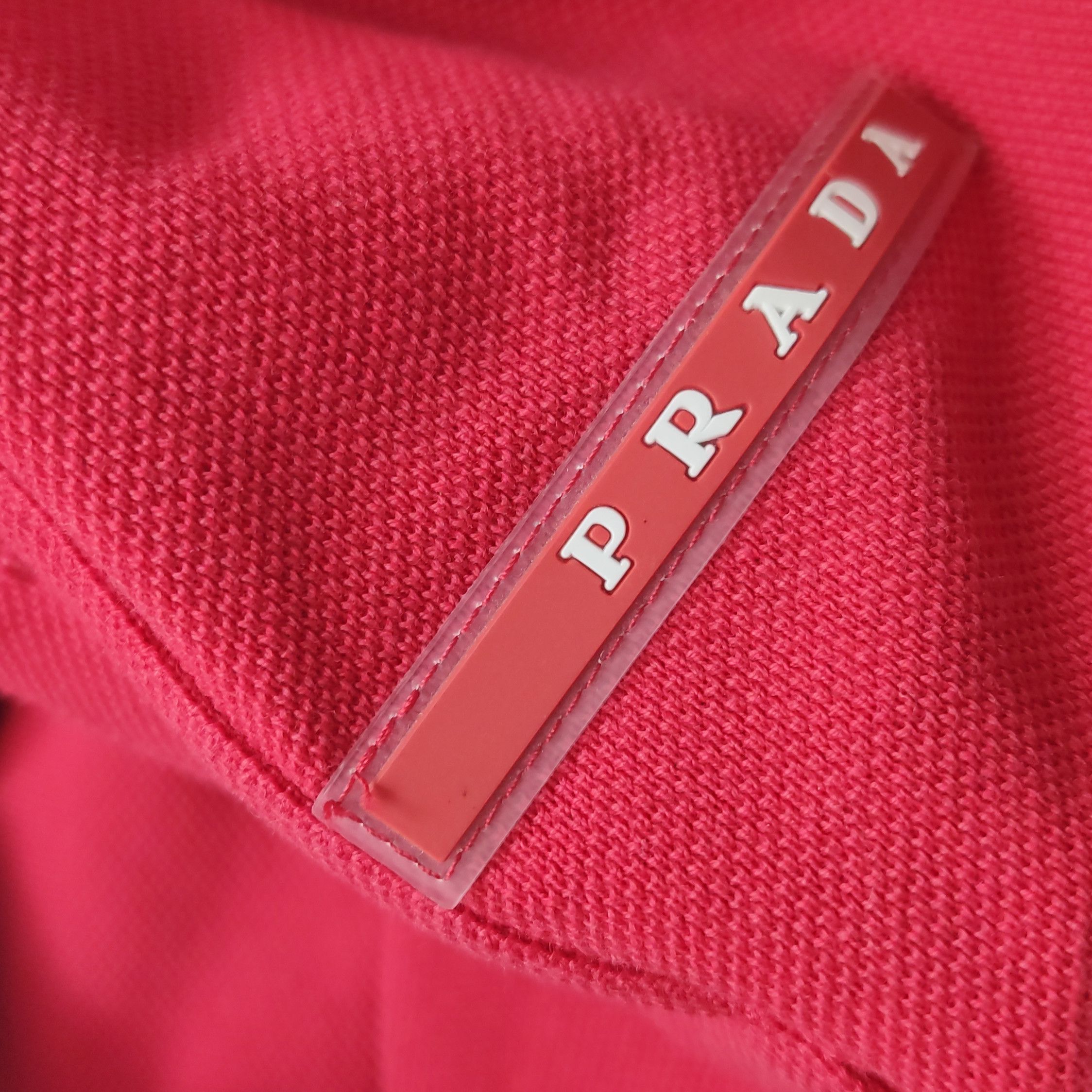Prada Prada Logo Cotton Polo Shirt in Red 0089 Size S / US 4 / IT 40 - 9 Thumbnail