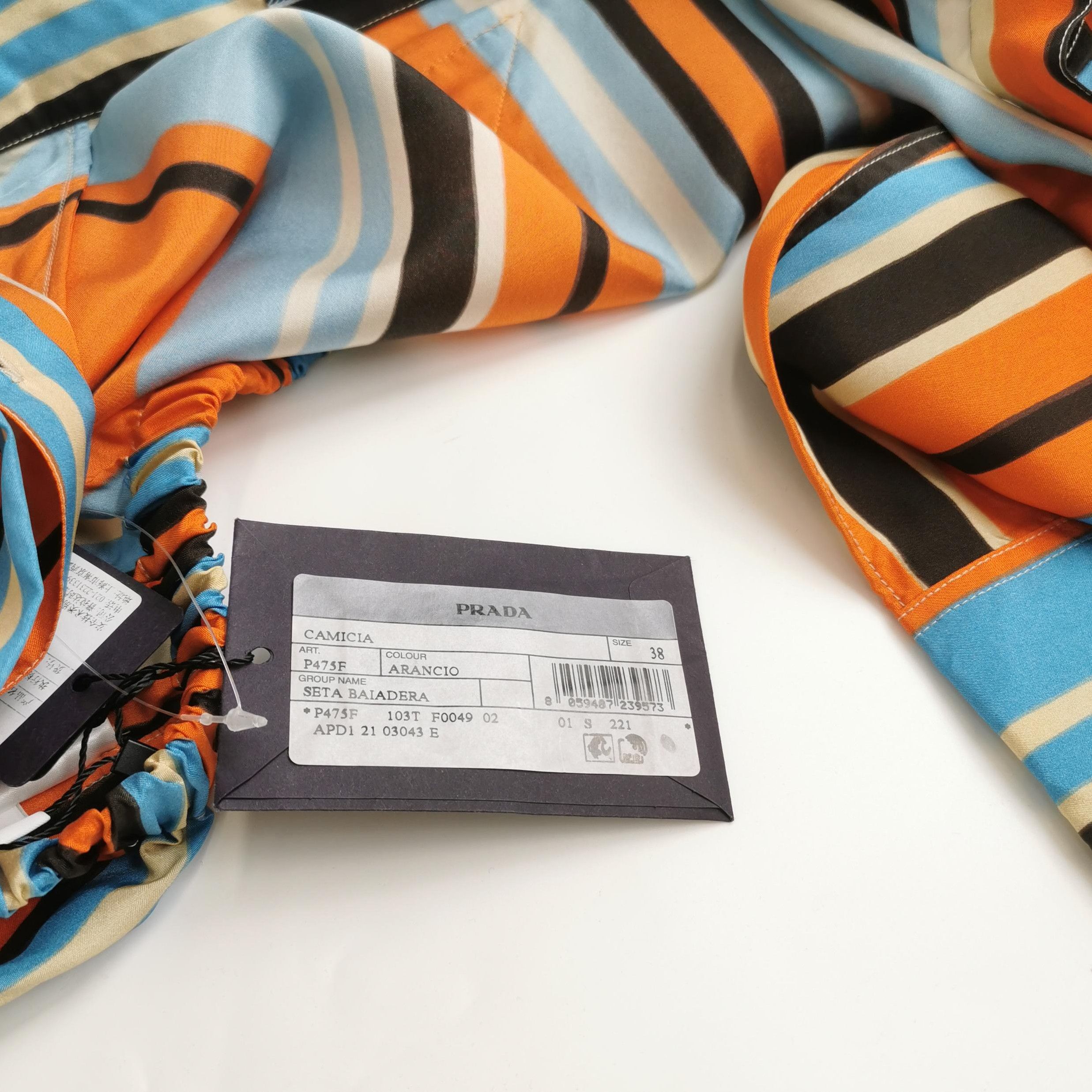 Prada Prada Striped Triangle Logo Long Sleeve Shirt 0089 Size S / US 4 / IT 40 - 5 Thumbnail