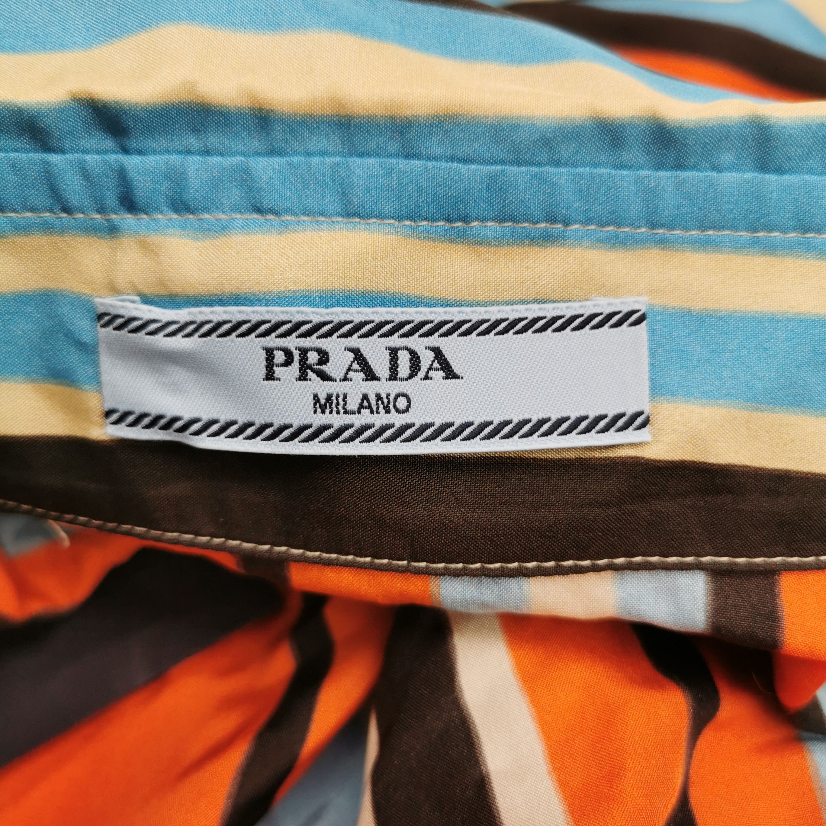 Prada Prada Striped Triangle Logo Long Sleeve Shirt 0089 Size S / US 4 / IT 40 - 6 Thumbnail