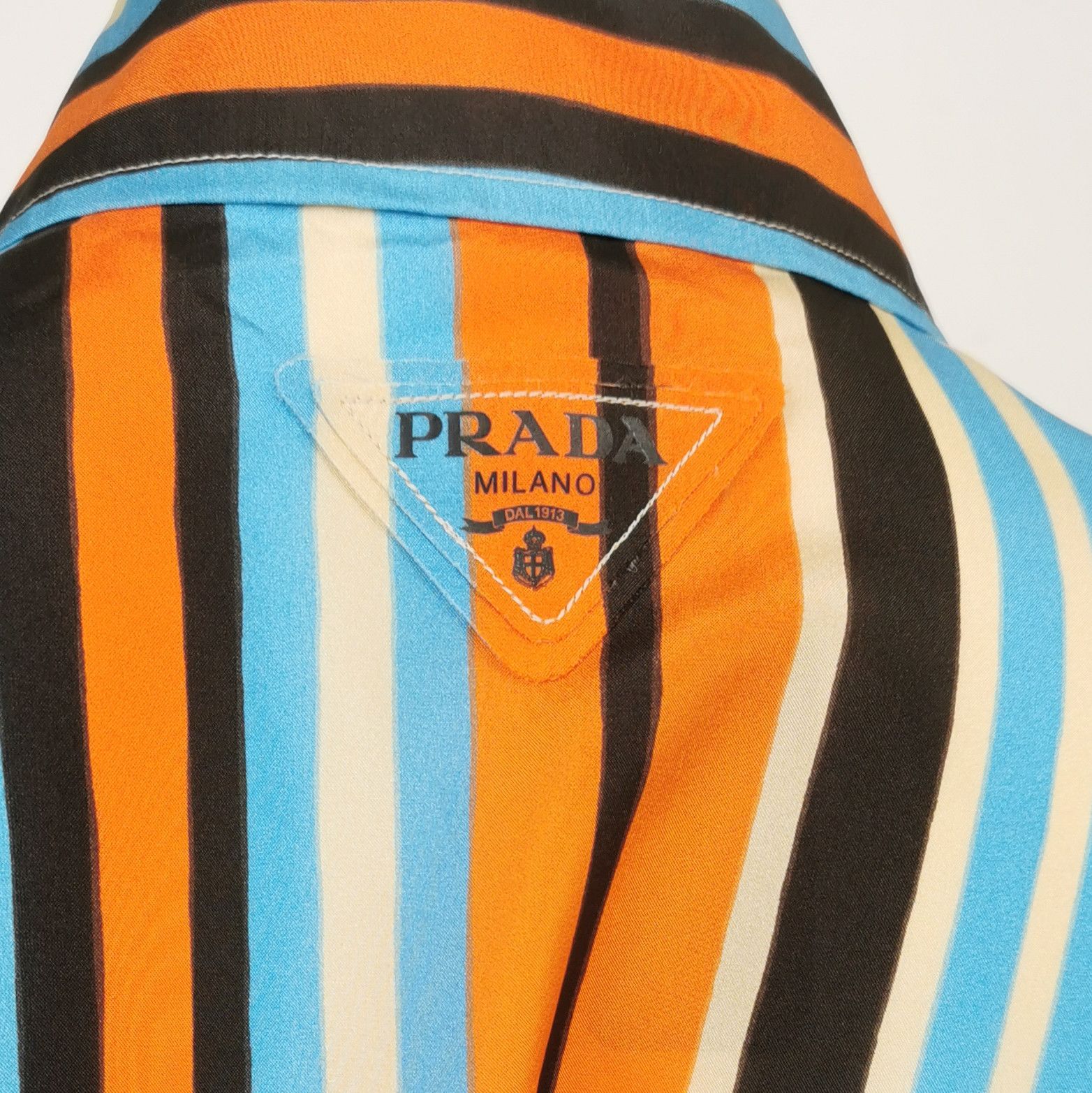 Prada Prada Striped Triangle Logo Long Sleeve Shirt 0089 Size S / US 4 / IT 40 - 3 Thumbnail
