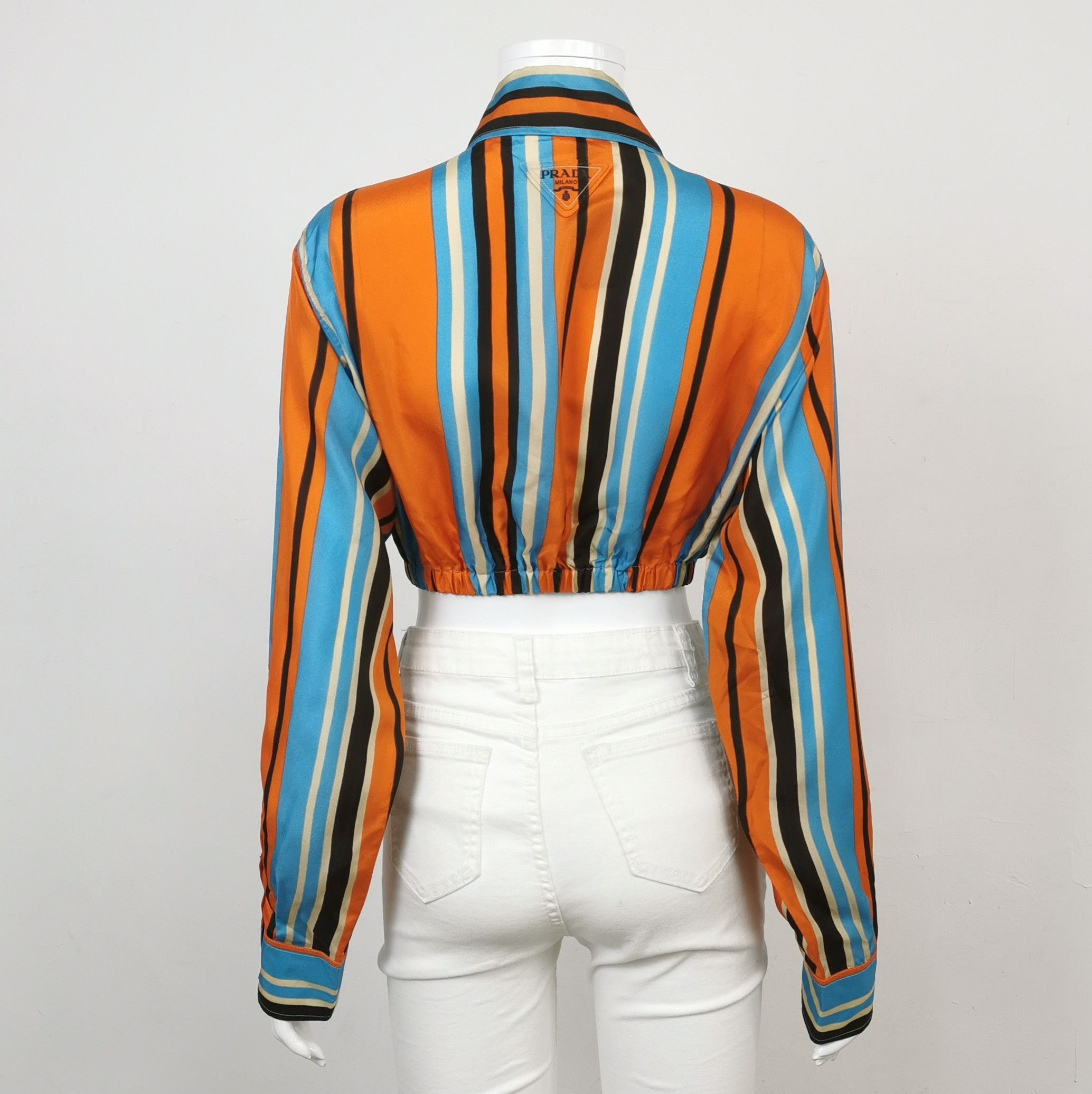 Prada Prada Striped Triangle Logo Long Sleeve Shirt 0089 Size S / US 4 / IT 40 - 2 Thumbnail