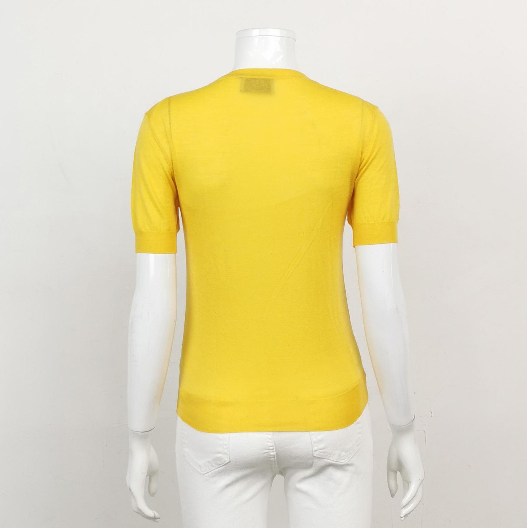 Prada Prada Yellow Logo Knit Short Sleeve Top 0089 Size S / US 4 / IT 40 - 2 Thumbnail