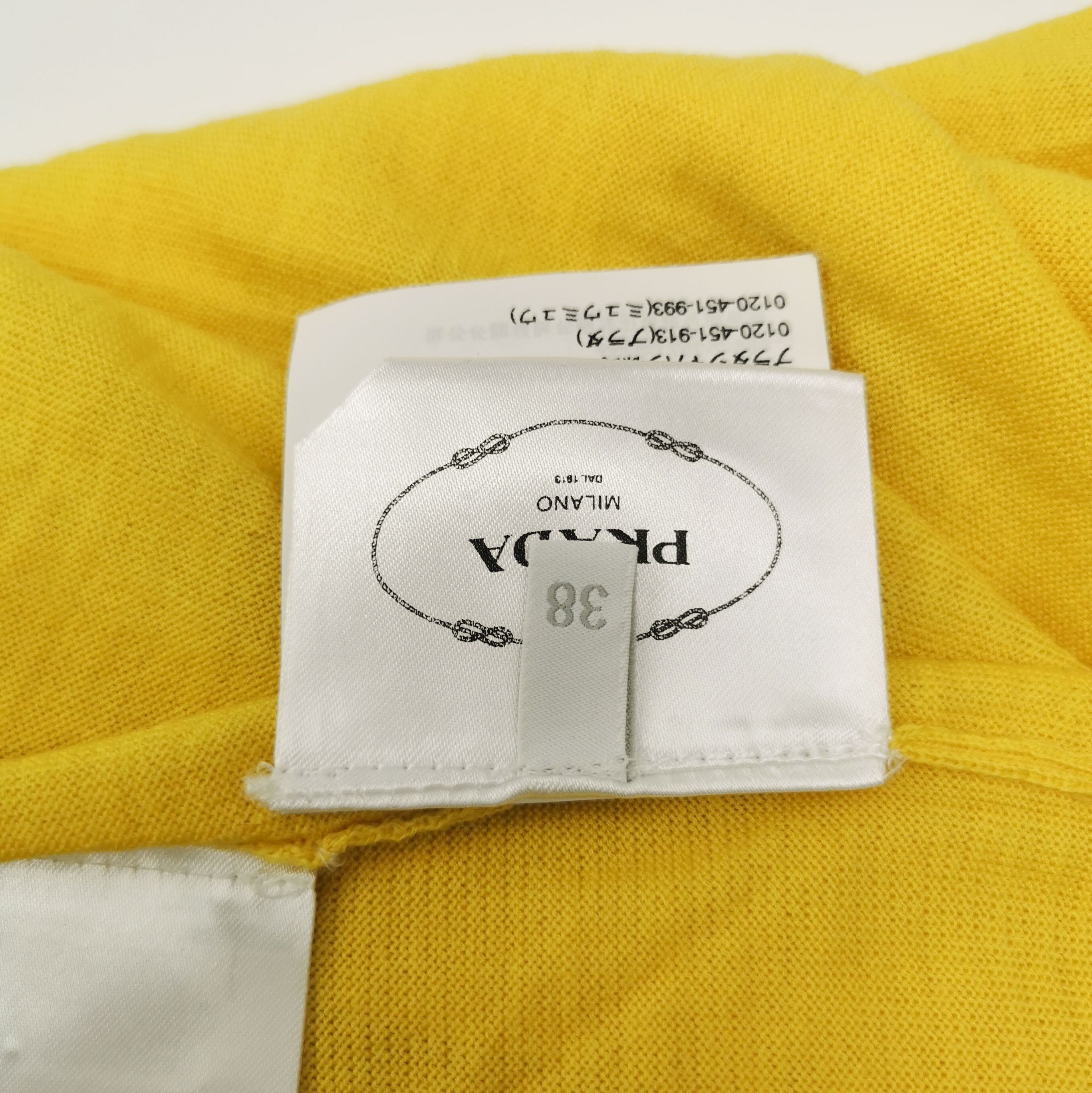 Prada Prada Yellow Logo Knit Short Sleeve Top 0089 Size S / US 4 / IT 40 - 9 Thumbnail