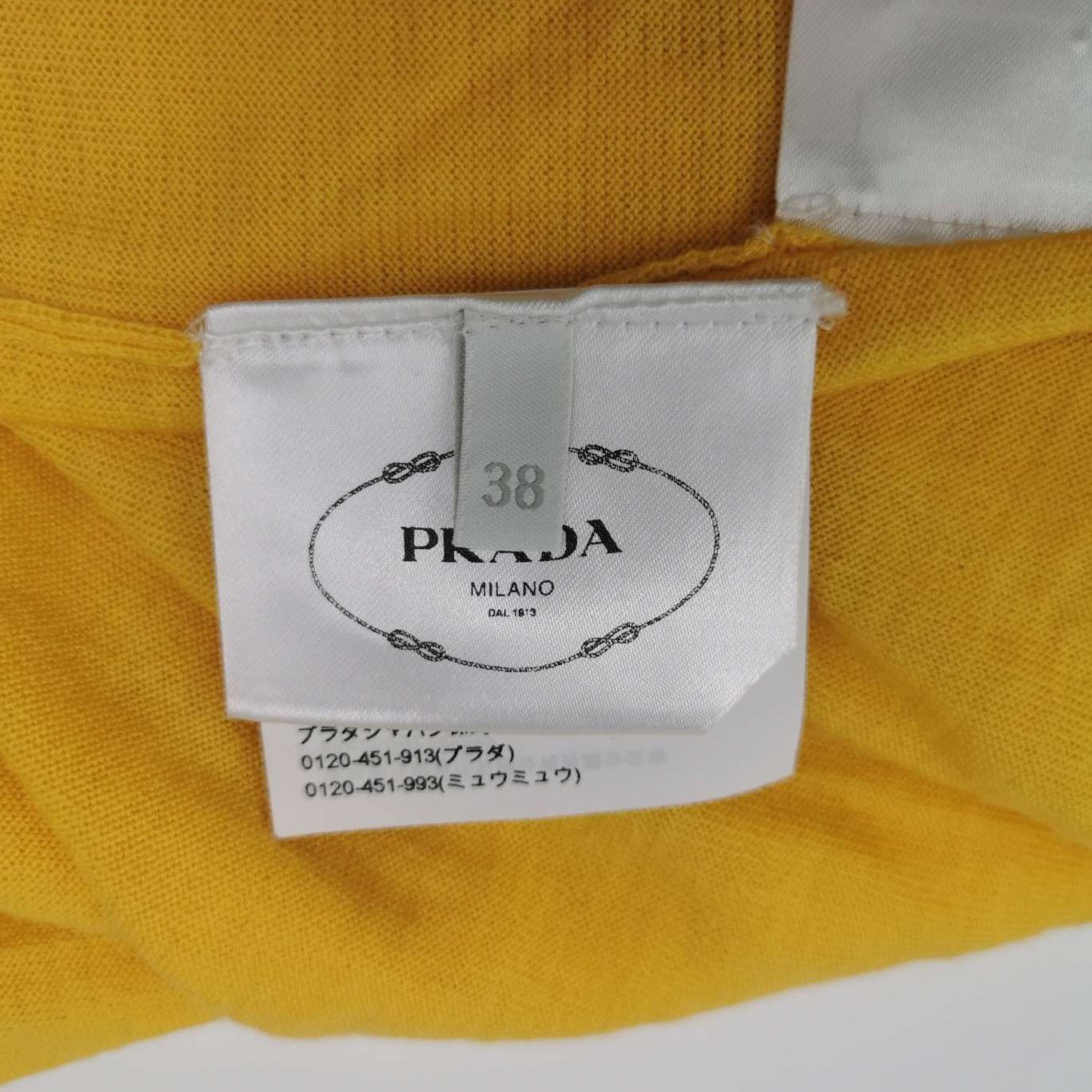 Prada Prada Yellow Logo Knit Short Sleeve Top 0089 Size S / US 4 / IT 40 - 6 Thumbnail