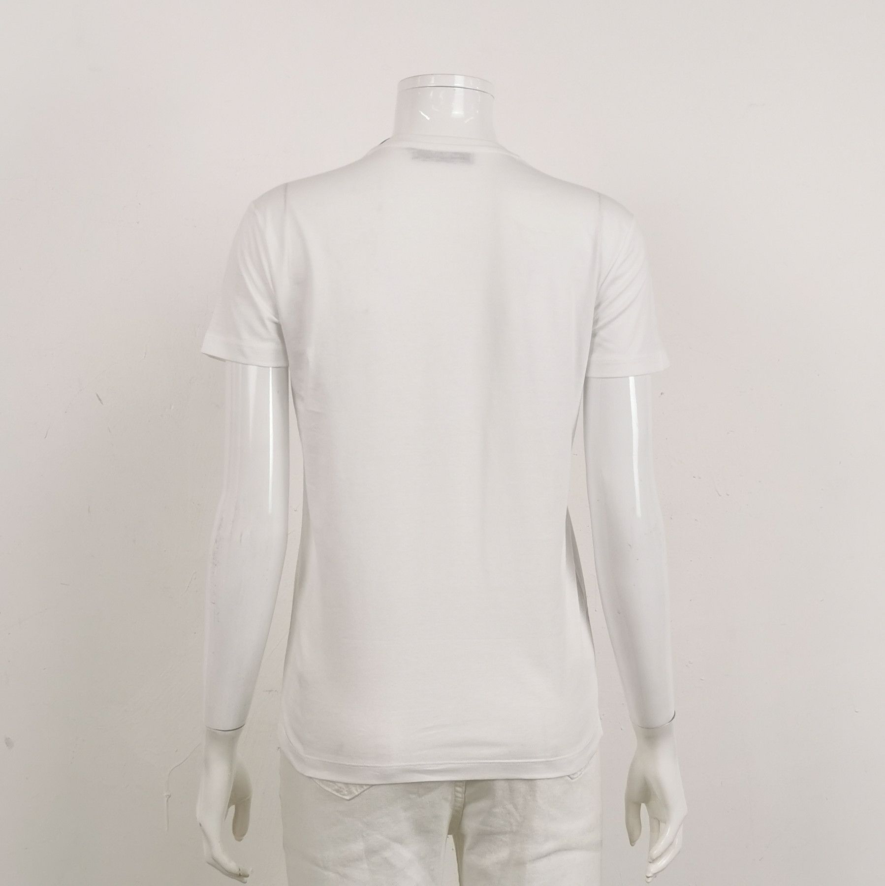 Prada Prada Cotton Crew Neck T-Shirt in White 0089 Size S / US 4 / IT 40 - 2 Thumbnail