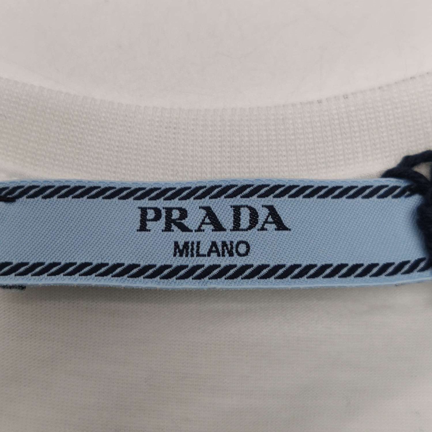 Prada Prada Cotton Short Sleeve T-shirt in White 0089 Size M / US 6-8 / IT 42-44 - 4 Thumbnail