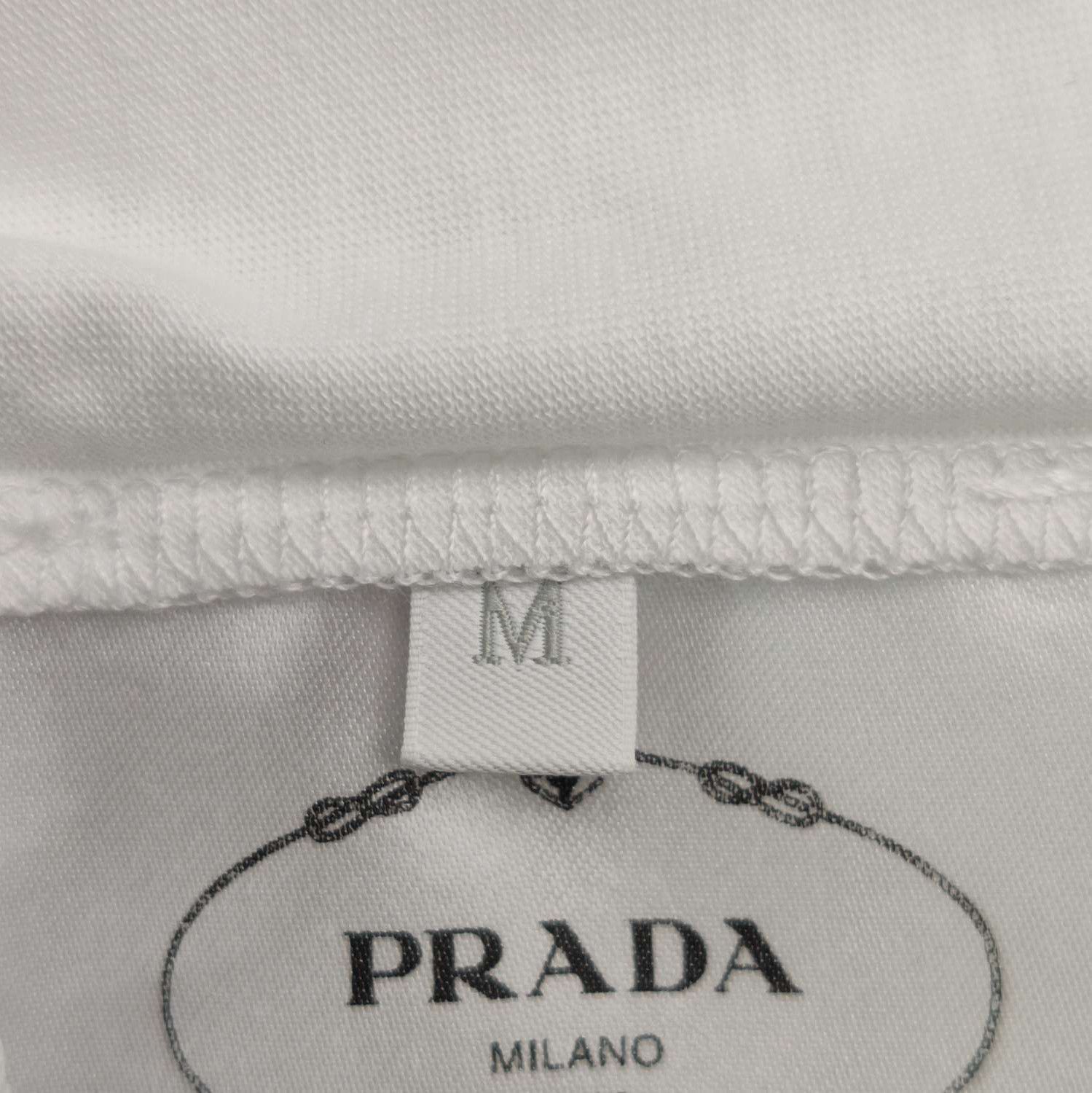 Prada Prada Cotton Short Sleeve T-shirt in White 0089 Size M / US 6-8 / IT 42-44 - 5 Thumbnail