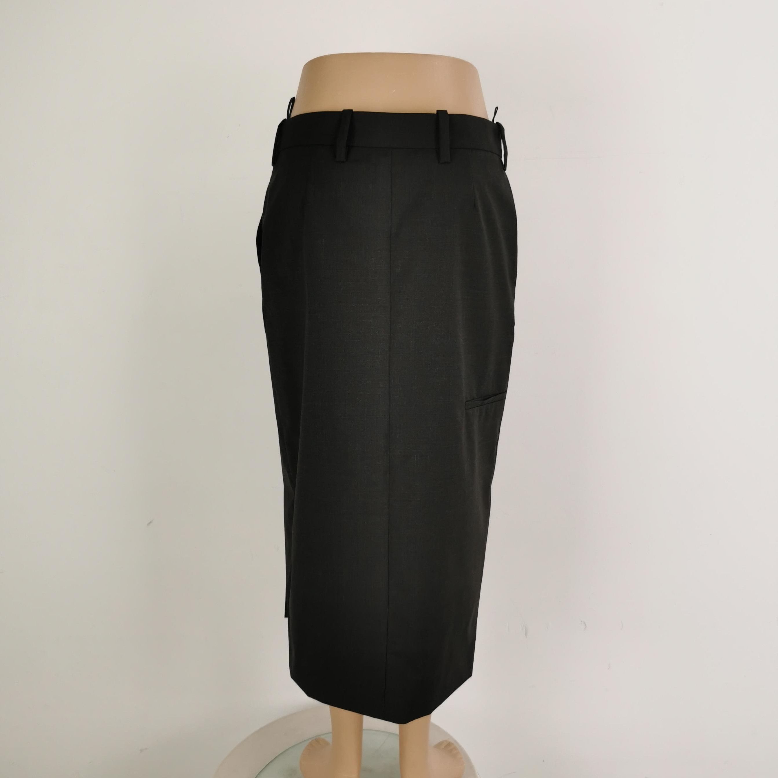 Prada Prada Black Wool Zip Midi Skirt 0089 Size 36" / US 14 / IT 50 - 3 Thumbnail