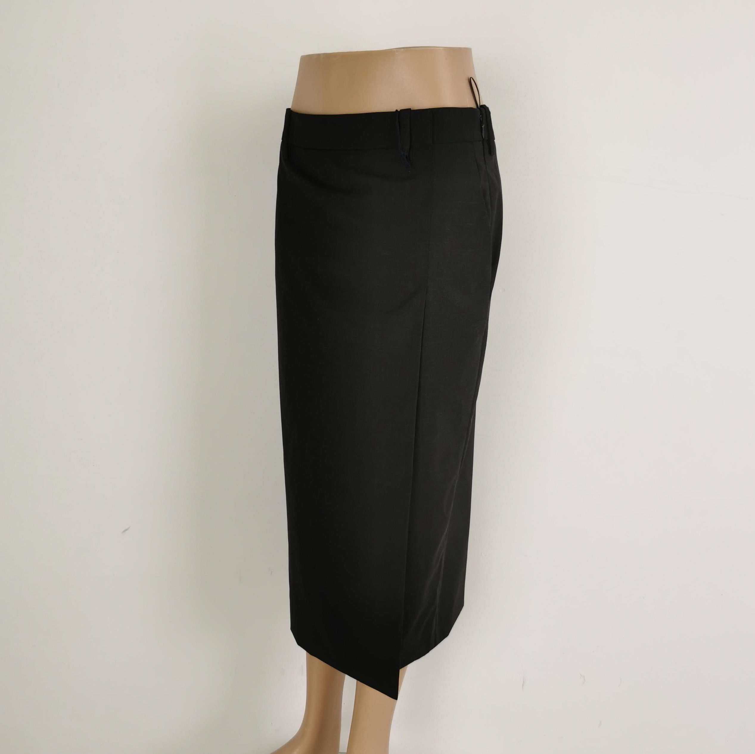 Prada Prada Black Wool Zip Midi Skirt 0089 Size 36" / US 14 / IT 50 - 2 Thumbnail