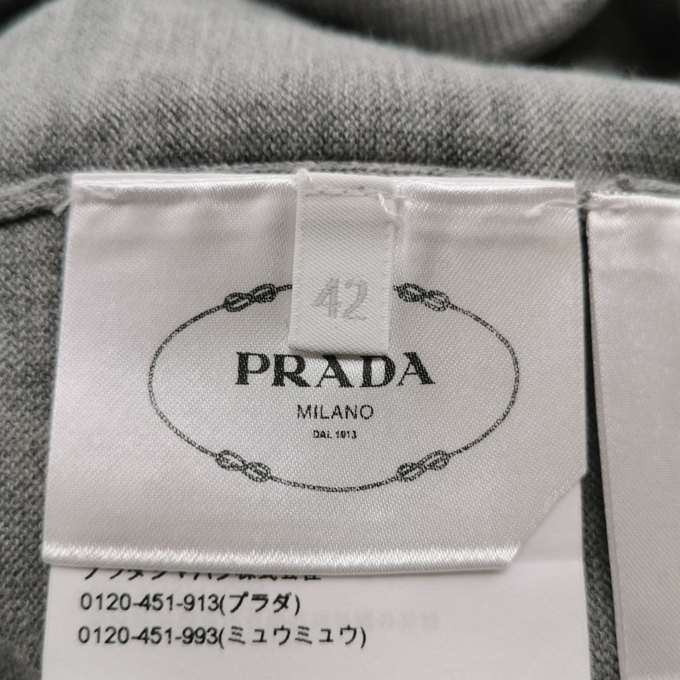 Prada Prada Gray Wool Sweater for Women 0089 Size L / US 10 / IT 46 - 6 Thumbnail