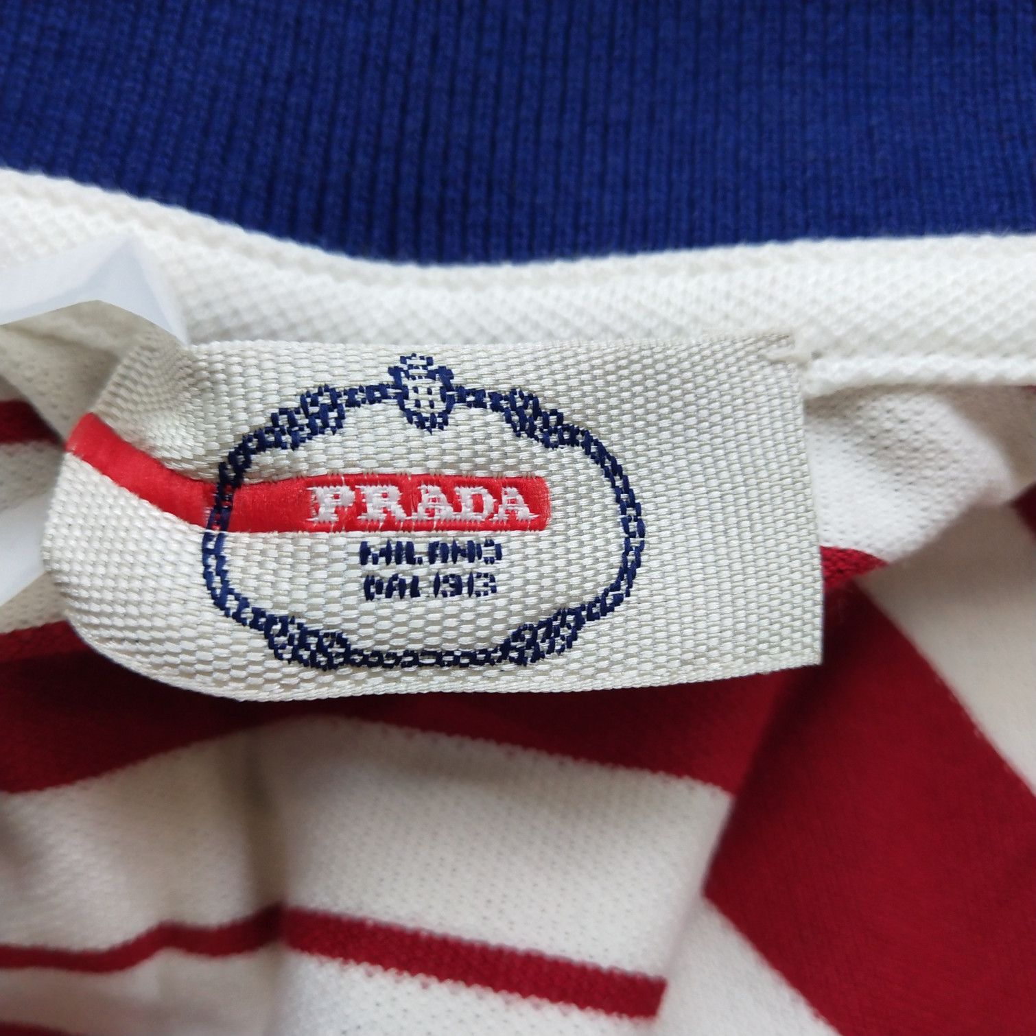 Prada Prada Striped Cotton Polo Shirt in Red and White 0089 Size M / US 6-8 / IT 42-44 - 6 Thumbnail