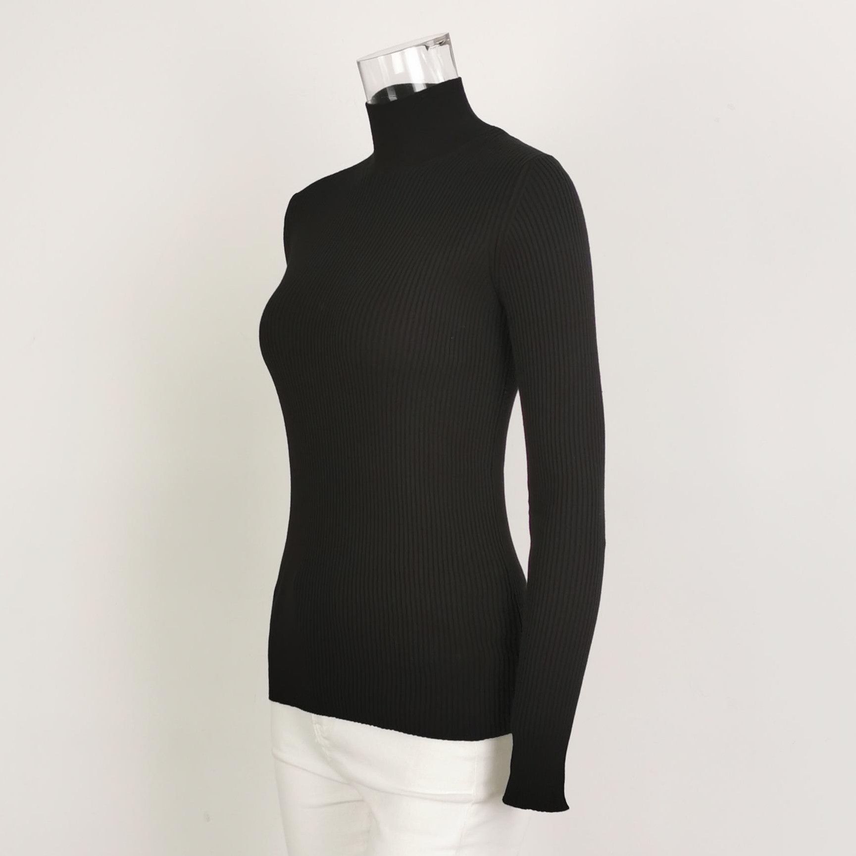 Prada Prada Black High-Neck Ribbed Knit Sweater 0089 Size S / US 4 / IT 40 - 2 Thumbnail