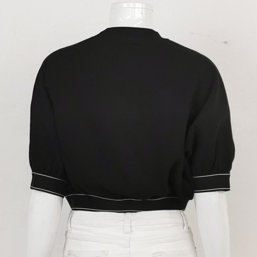 Prada Prada Cotton Logo Round Neck Top in Black 0089 Size S / US 4 / IT 40 - 2 Thumbnail